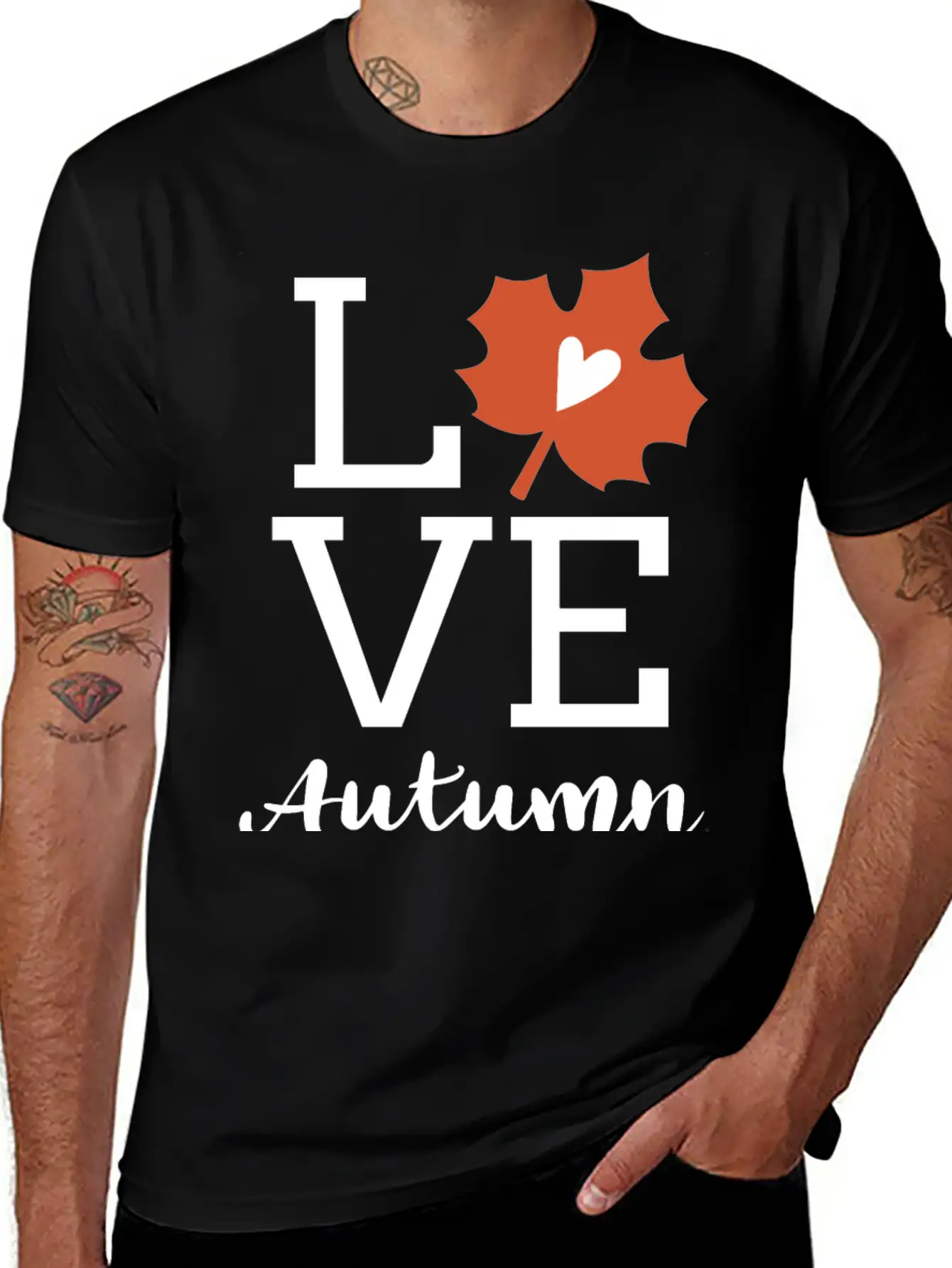 Love Autumn Maple Leaf Unisex Short Sleeve Soft Cotton T-Shirt – Casual Everyday Wear