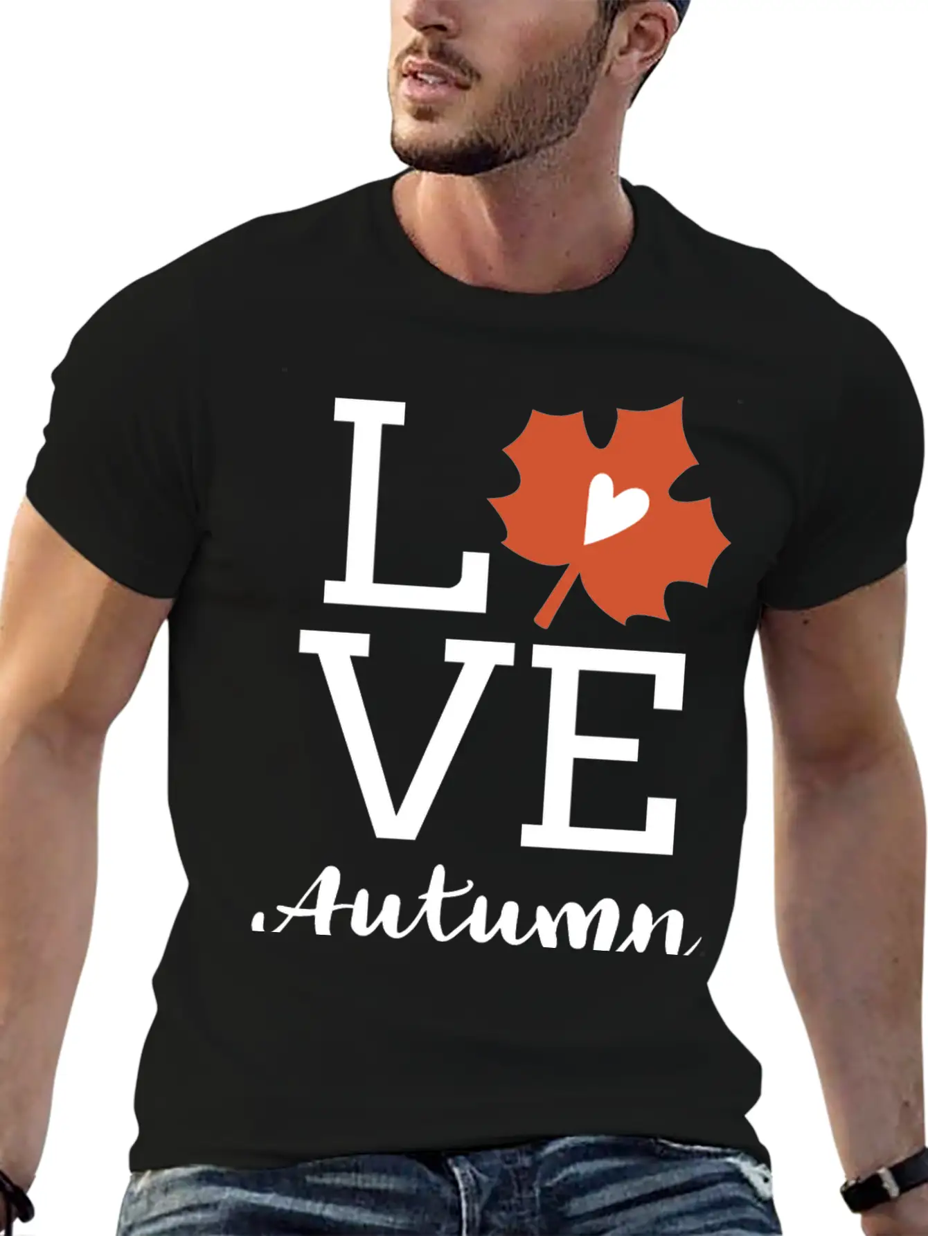 Love Autumn Maple Leaf Unisex Short Sleeve Soft Cotton T-Shirt – Casual Everyday Wear