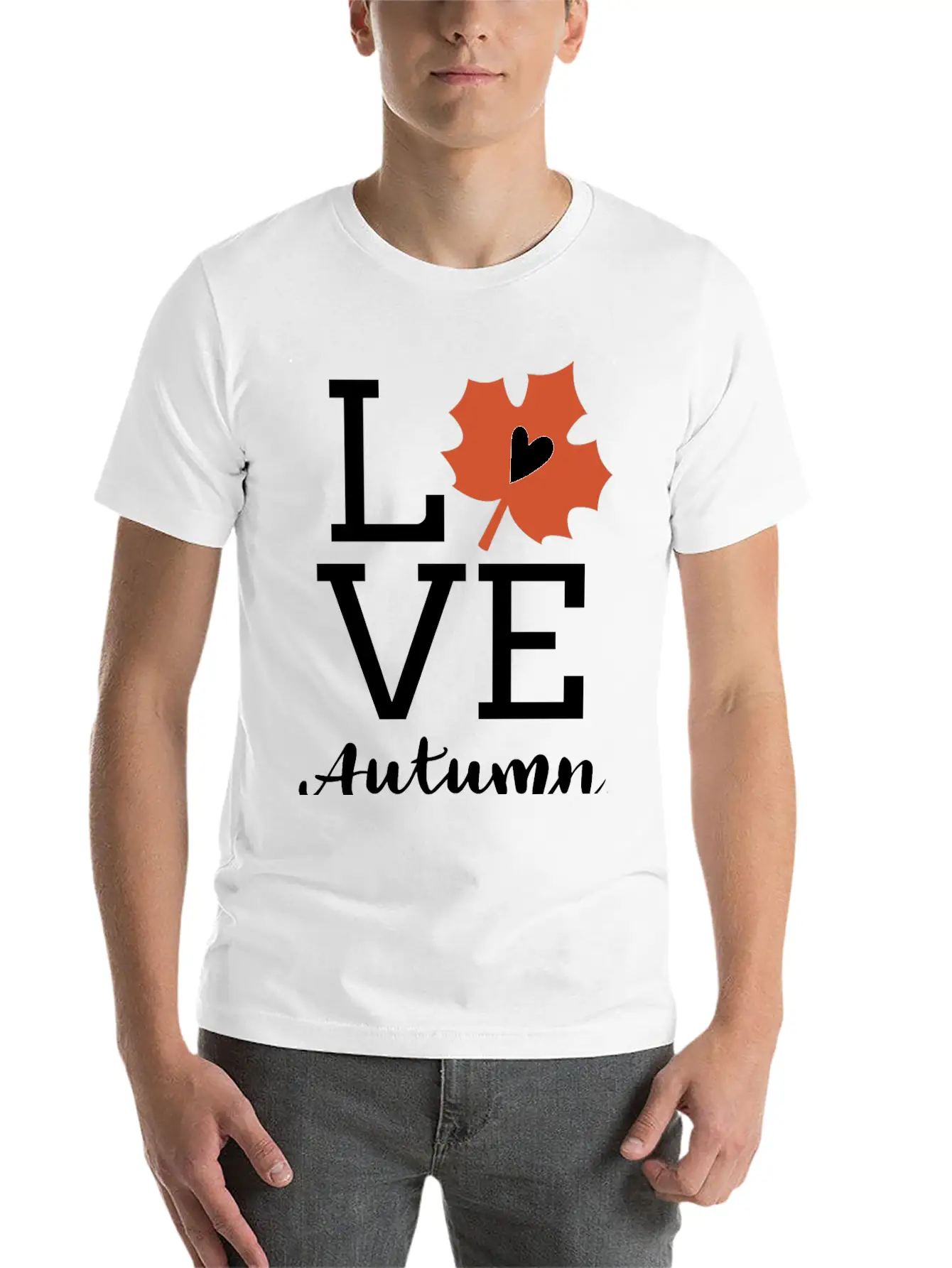 Love Autumn Maple Leaf Unisex Short Sleeve Soft Cotton T-Shirt – Casual Everyday Wear