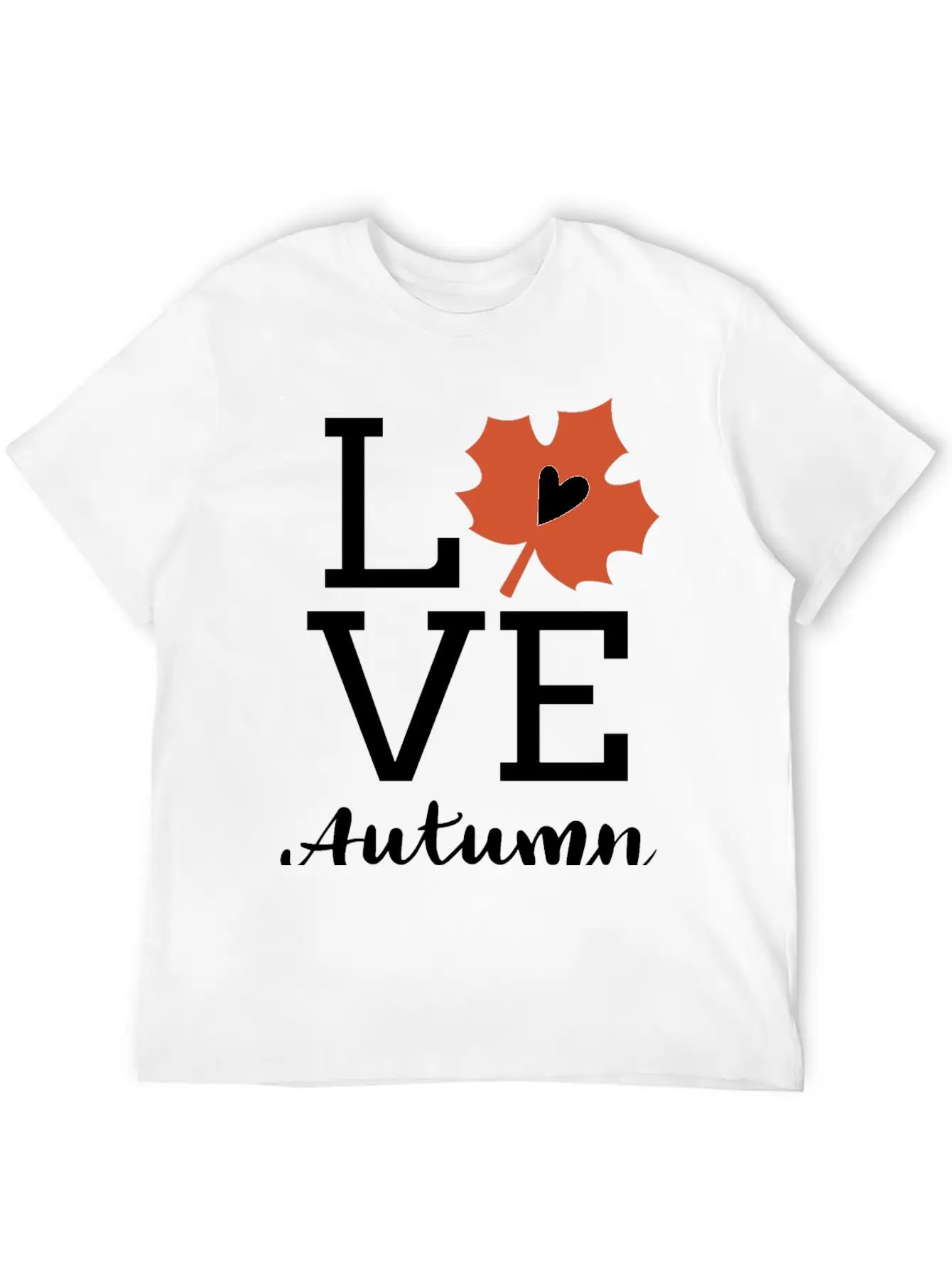 Love Autumn Maple Leaf Unisex Short Sleeve Soft Cotton T-Shirt – Casual Everyday Wear