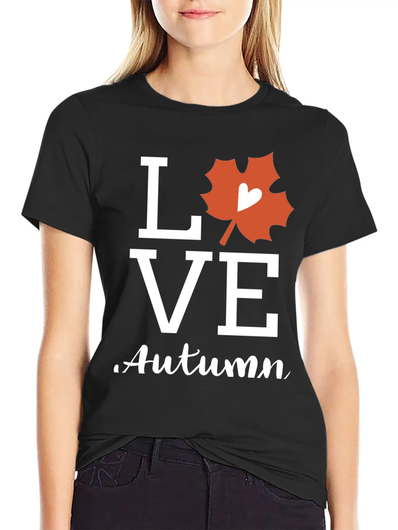 Love Autumn Maple Leaf Unisex Short Sleeve Soft Cotton T-Shirt – Casual Everyday Wear