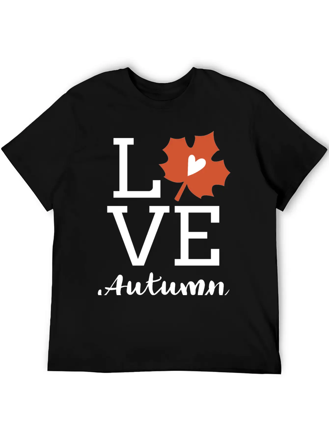 Love Autumn Maple Leaf Unisex Short Sleeve Soft Cotton T-Shirt – Casual Everyday Wear