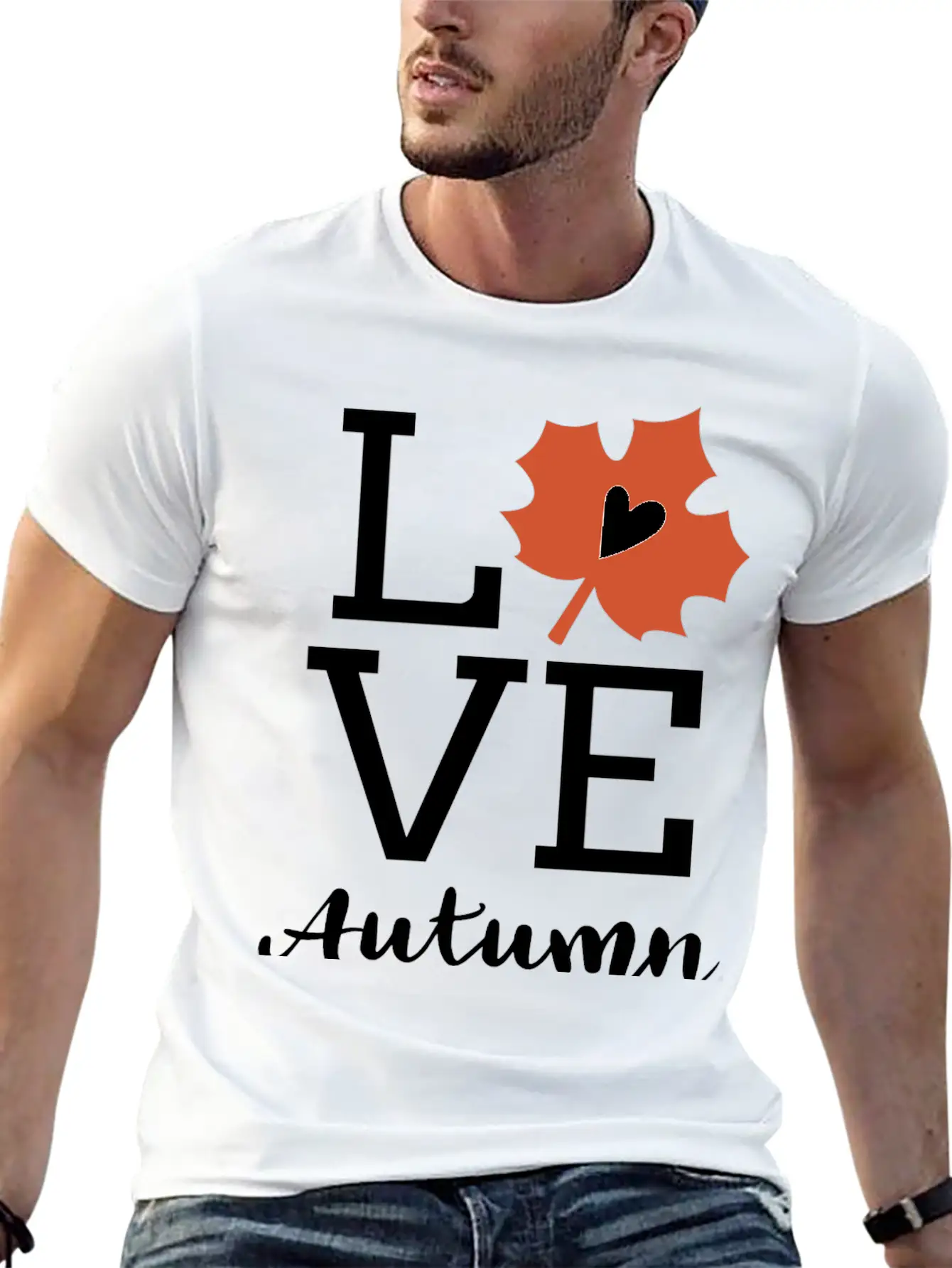Love Autumn Maple Leaf Unisex Short Sleeve Soft Cotton T-Shirt – Casual Everyday Wear