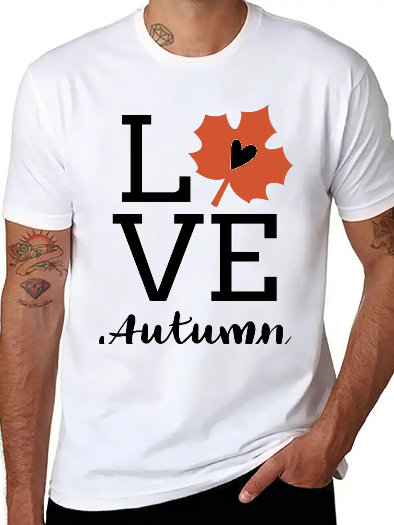 Love Autumn Maple Leaf Unisex Short Sleeve Soft Cotton T-Shirt – Casual Everyday Wear