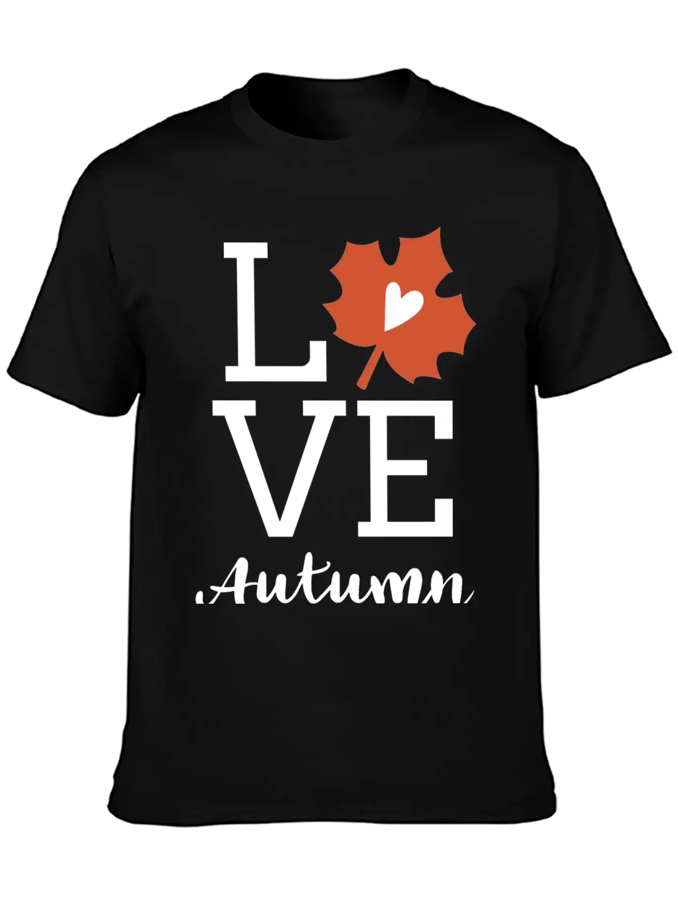 Love Autumn Maple Leaf Unisex Short Sleeve Soft Cotton T-Shirt – Casual Everyday Wear