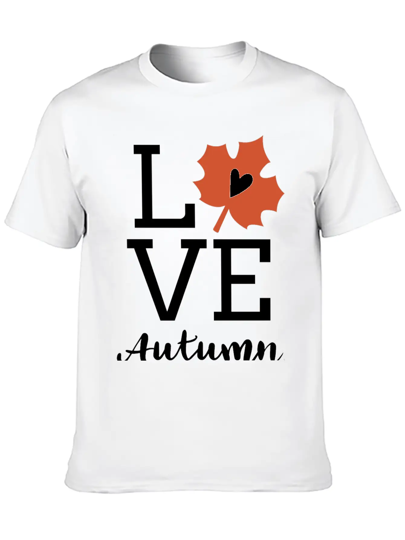 Love Autumn Maple Leaf Unisex Short Sleeve Soft Cotton T-Shirt – Casual Everyday Wear