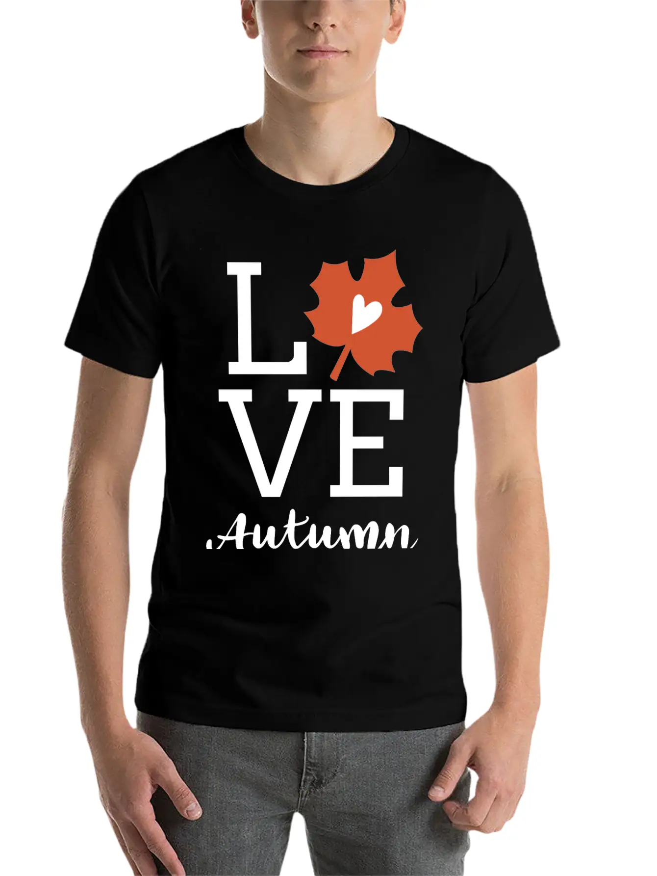Love Autumn Maple Leaf Unisex Short Sleeve Soft Cotton T-Shirt – Casual Everyday Wear