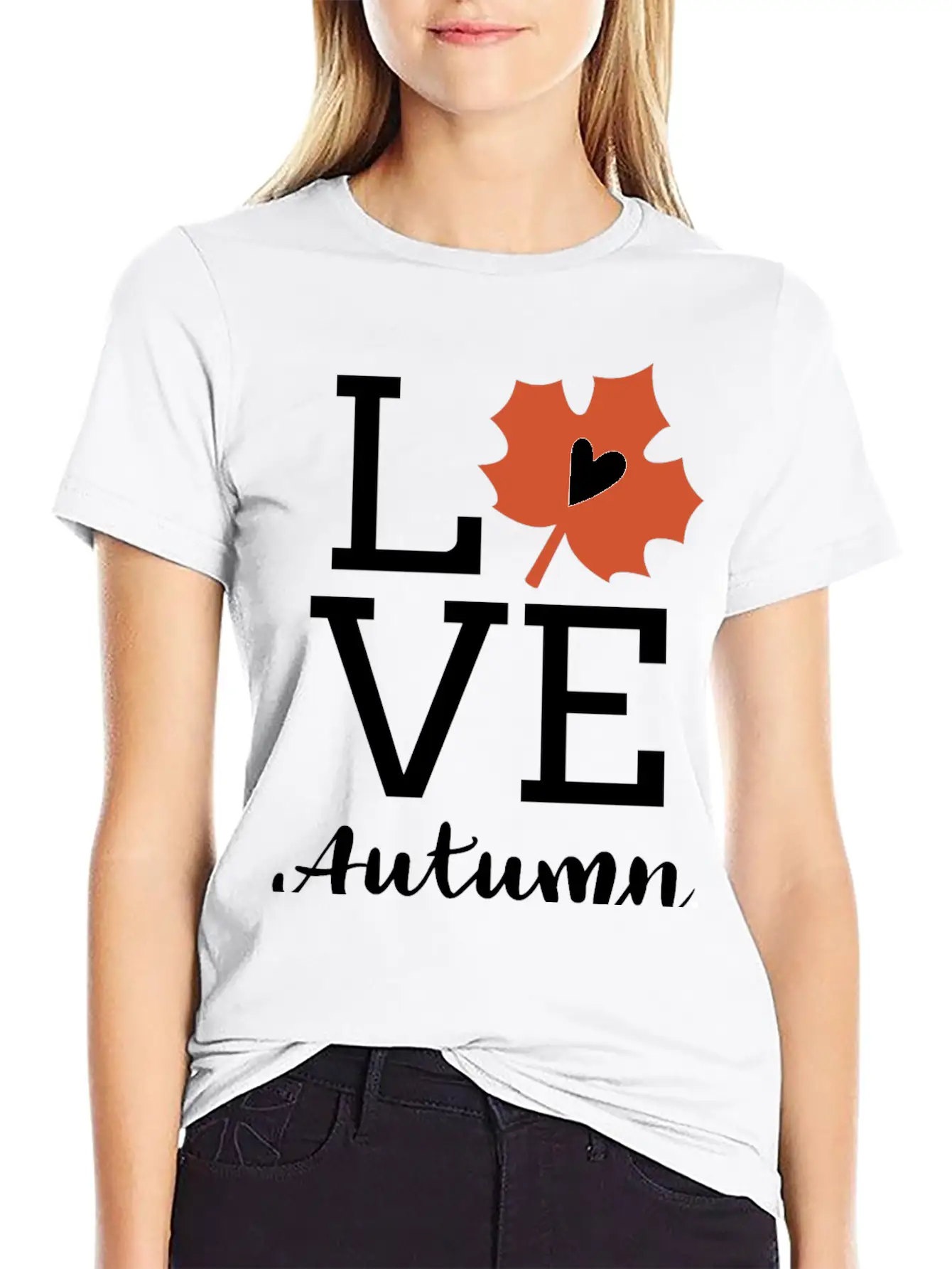 Love Autumn Maple Leaf Unisex Short Sleeve Soft Cotton T-Shirt – Casual Everyday Wear