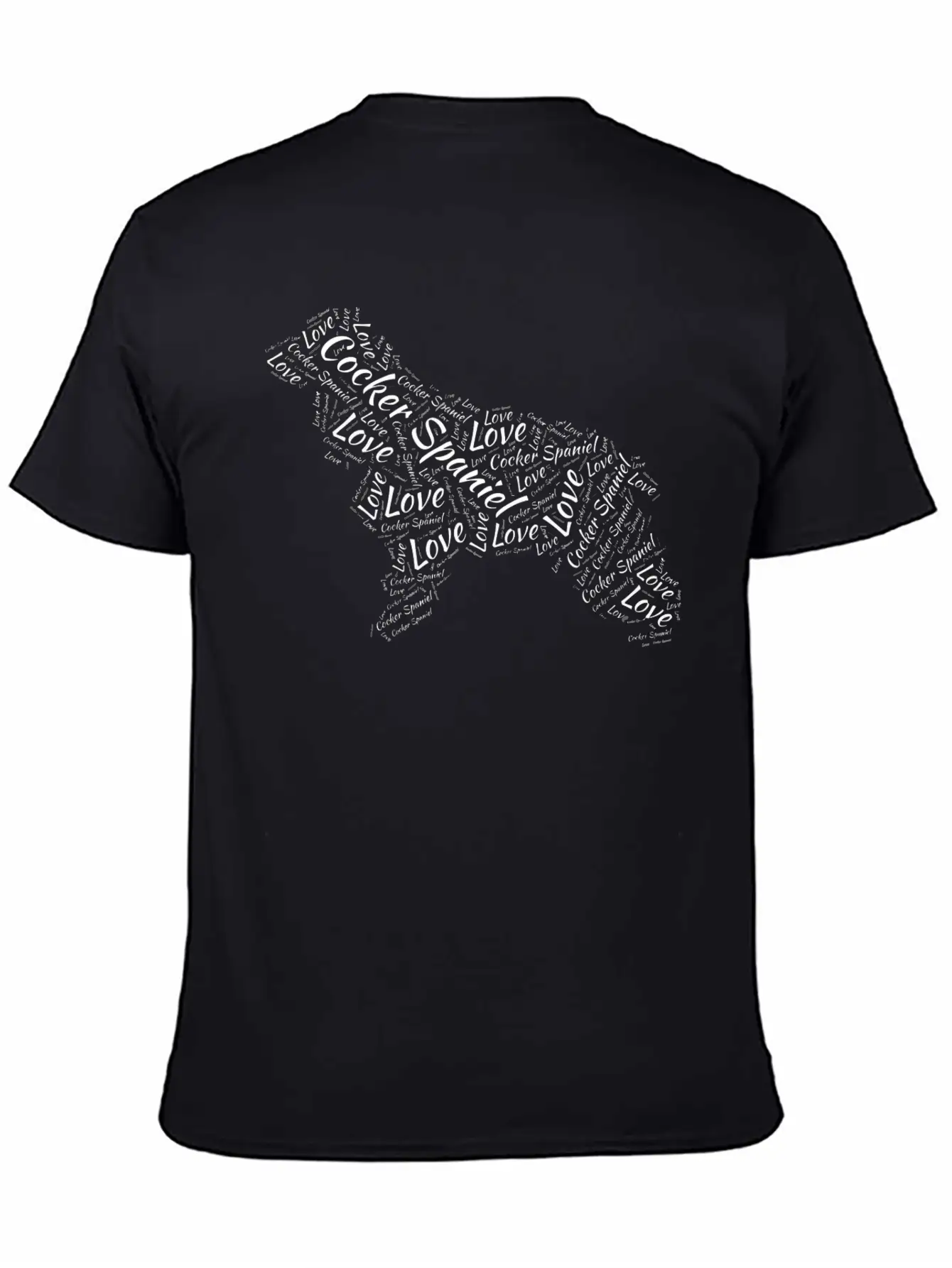 Love Cocker Spaniel Dog Silhouette Word Cloud PetG Unisex Short Sleeve Soft Cotton T-Shirt – Casual Everyday Wear