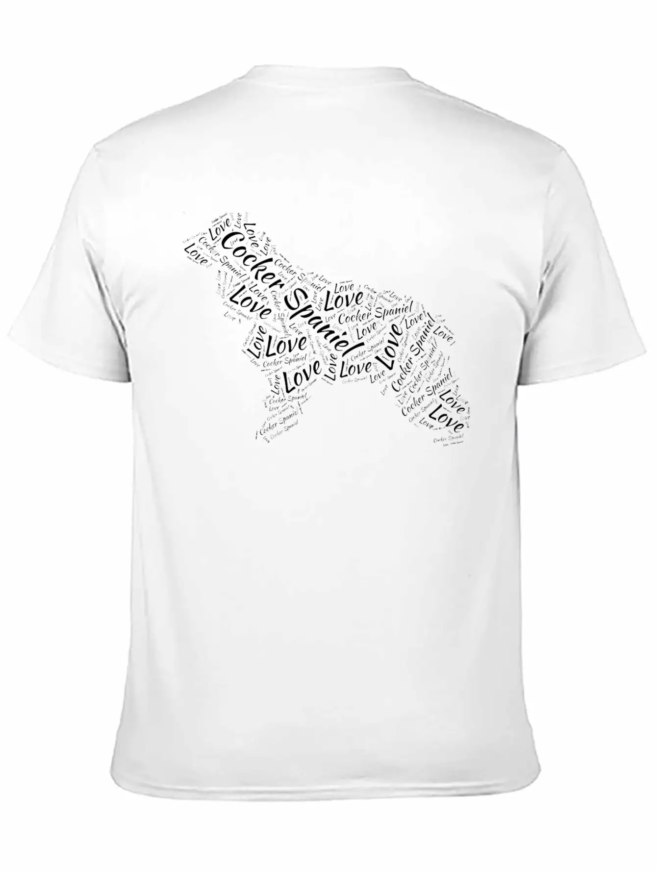 Love Cocker Spaniel Dog Silhouette Word Cloud PetG Unisex Short Sleeve Soft Cotton T-Shirt – Casual Everyday Wear