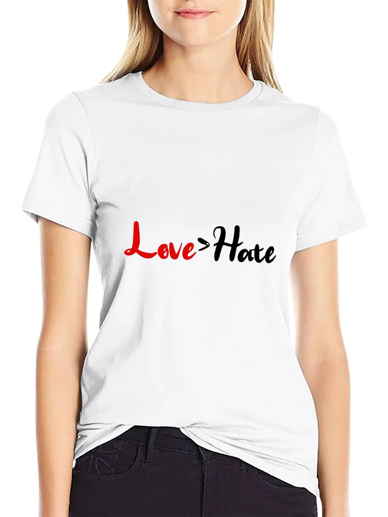 Love > Hate Stylish Everyday T-Shirt – Unisex Basic Cotton Tee