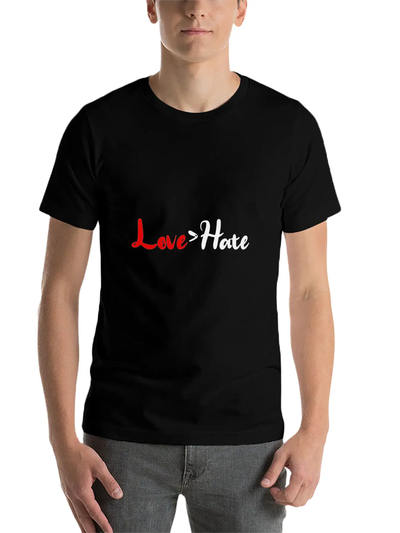 Love > Hate Stylish Everyday T-Shirt – Unisex Basic Cotton Tee
