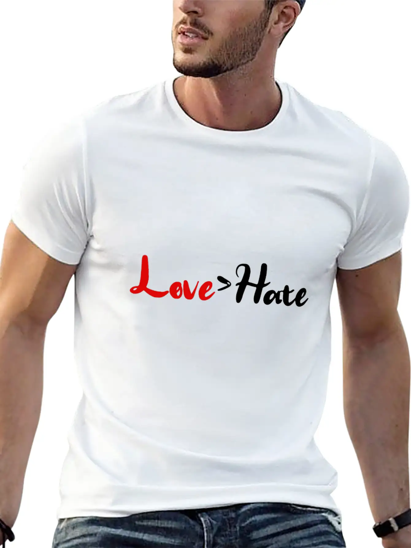 Love > Hate Stylish Everyday T-Shirt – Unisex Basic Cotton Tee