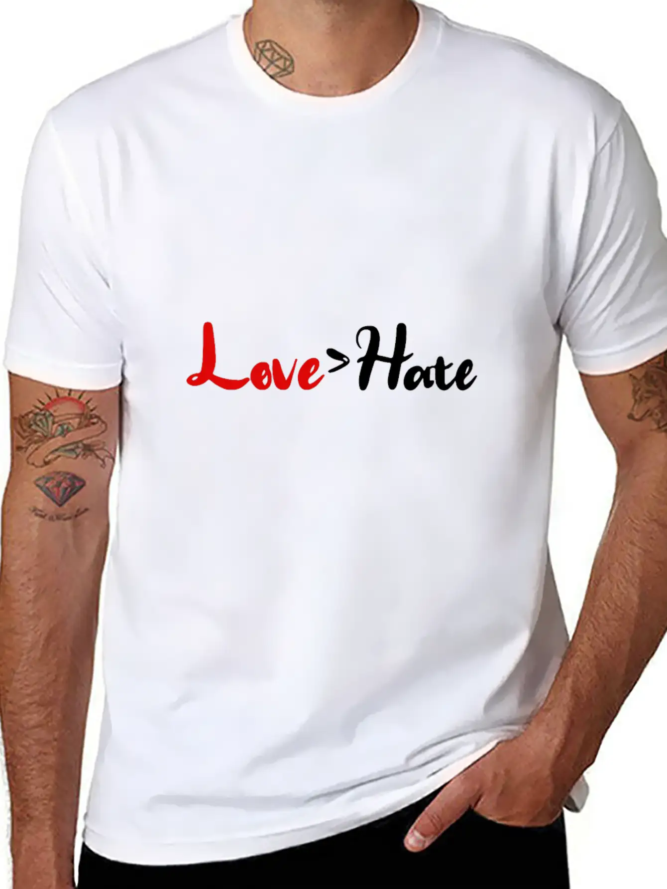 Love > Hate Stylish Everyday T-Shirt – Unisex Basic Cotton Tee