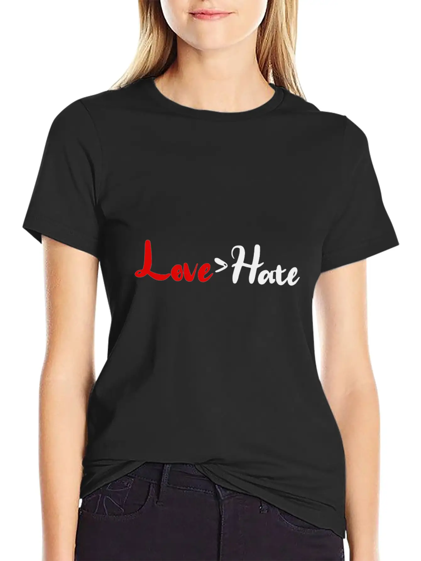 Love > Hate Stylish Everyday T-Shirt – Unisex Basic Cotton Tee