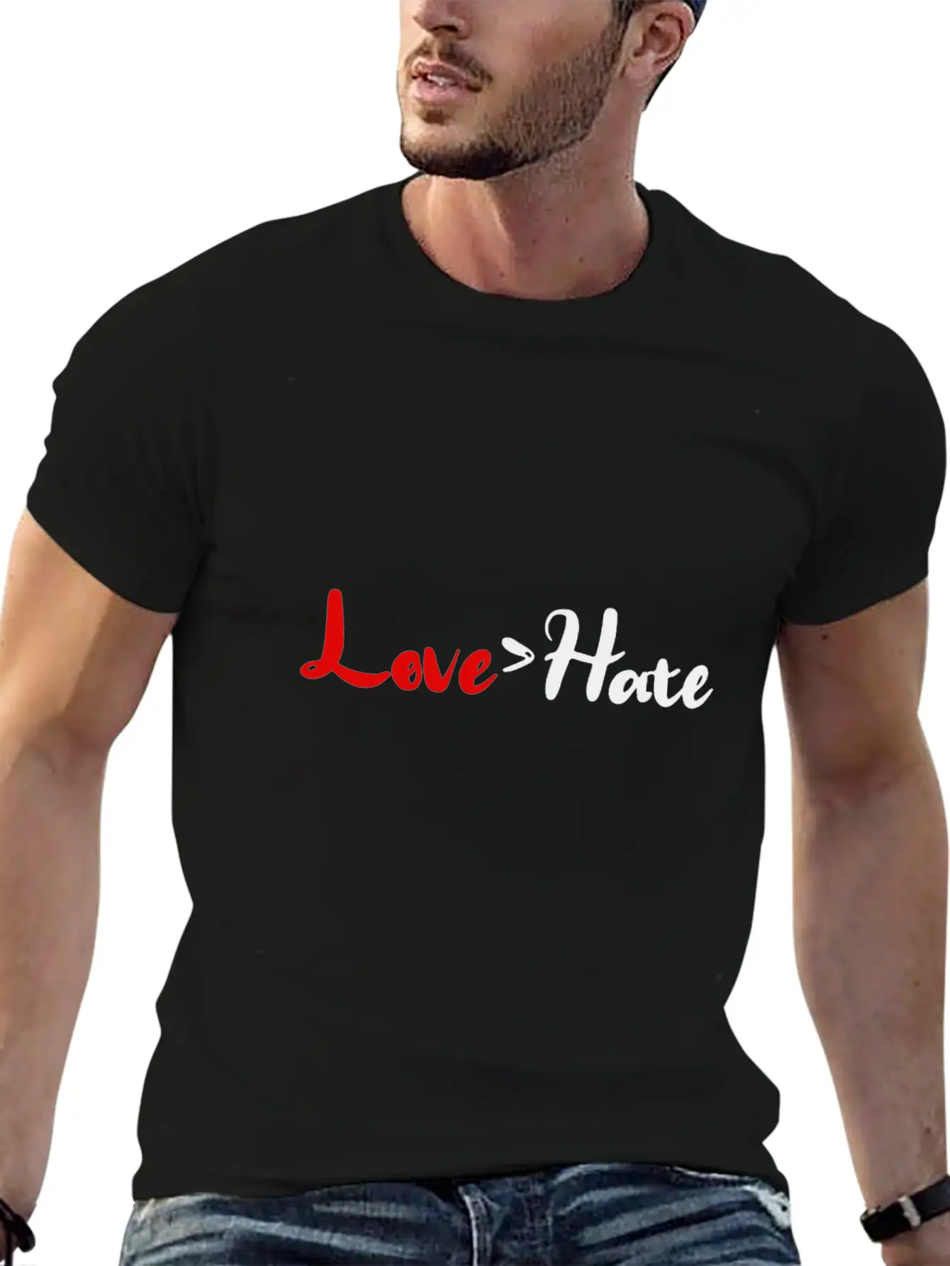 Love > Hate Stylish Everyday T-Shirt – Unisex Basic Cotton Tee
