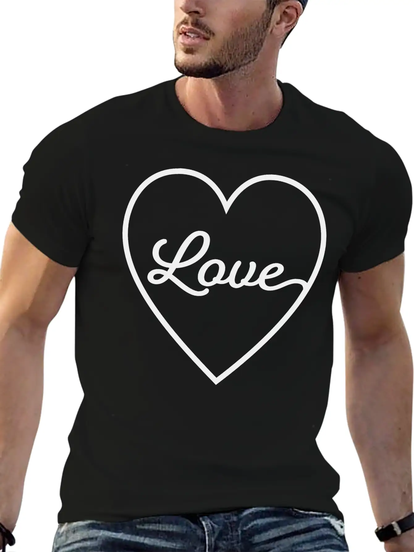 LOVE HEART Unisex Short Sleeve Soft Cotton T-Shirt – Casual Everyday Wear