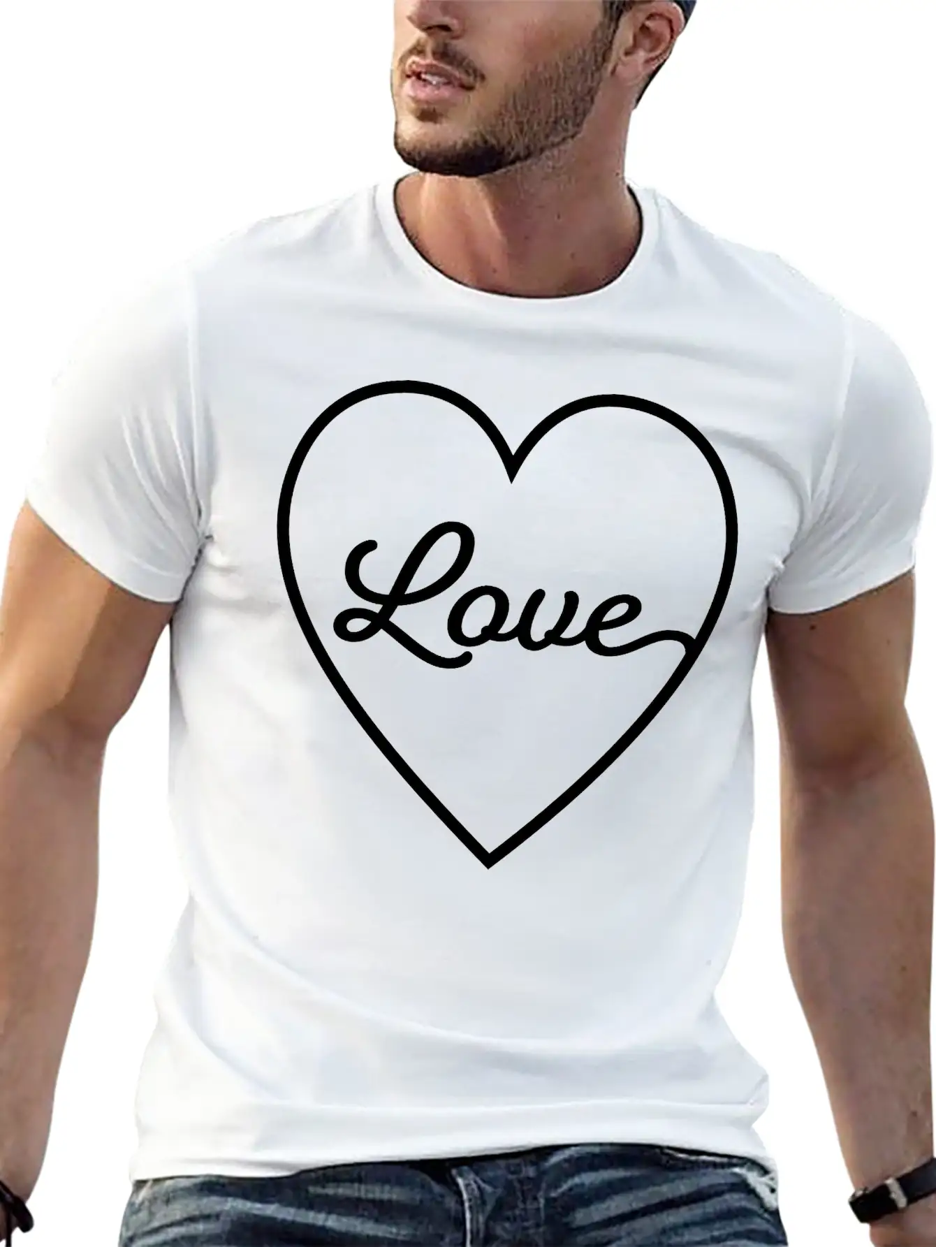 LOVE HEART Unisex Short Sleeve Soft Cotton T-Shirt – Casual Everyday Wear