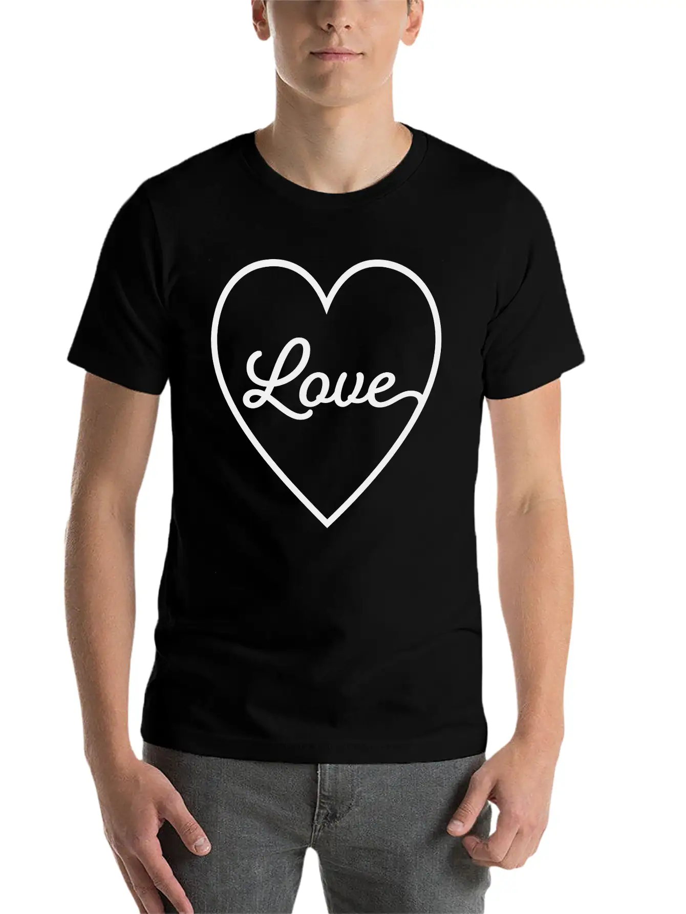 LOVE HEART Unisex Short Sleeve Soft Cotton T-Shirt – Casual Everyday Wear