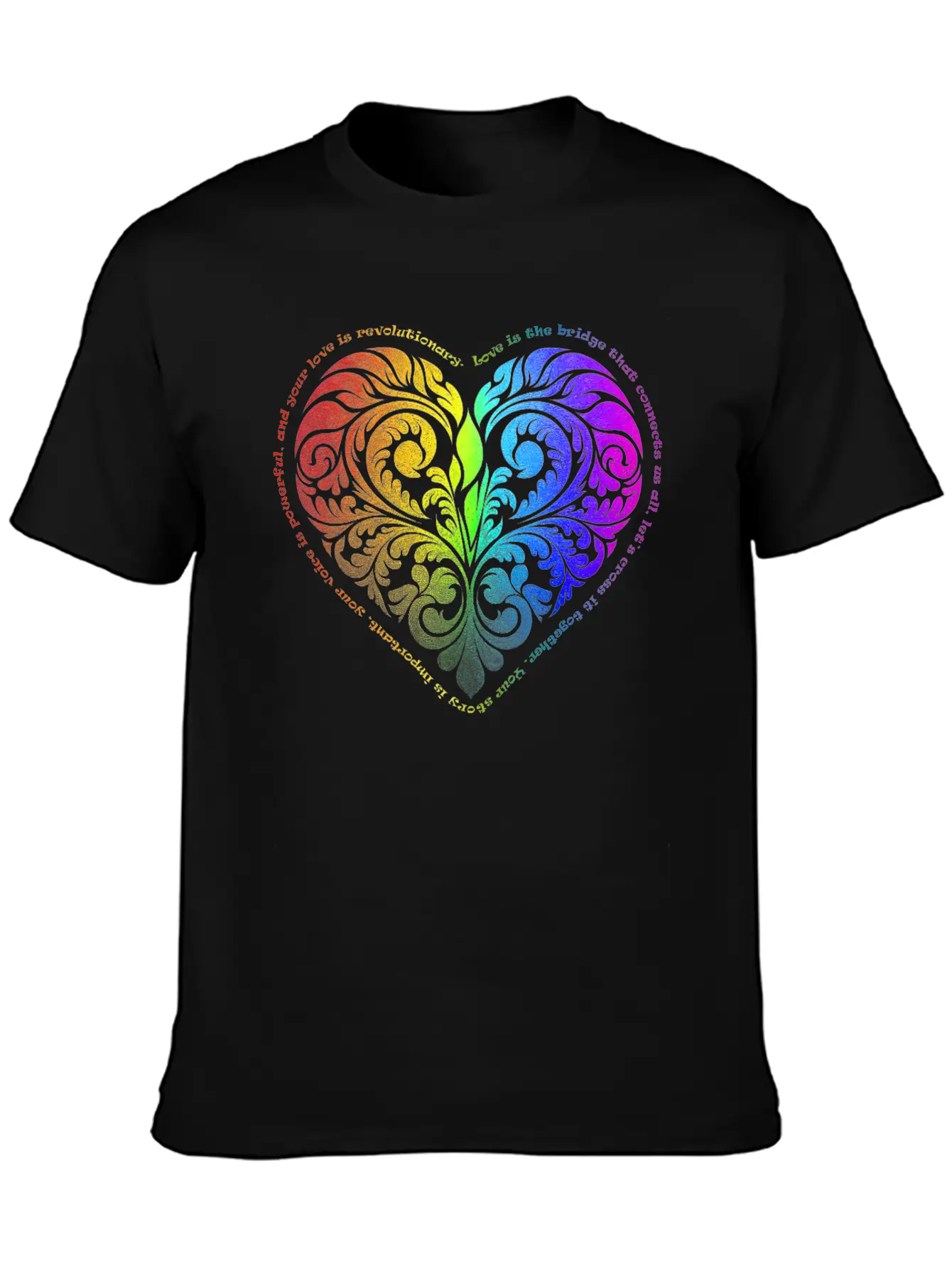 Love Is The Bridge... - Gradient Heart No.44 Unisex Short Sleeve Soft Cotton T-Shirt – Casual Everyday Wear