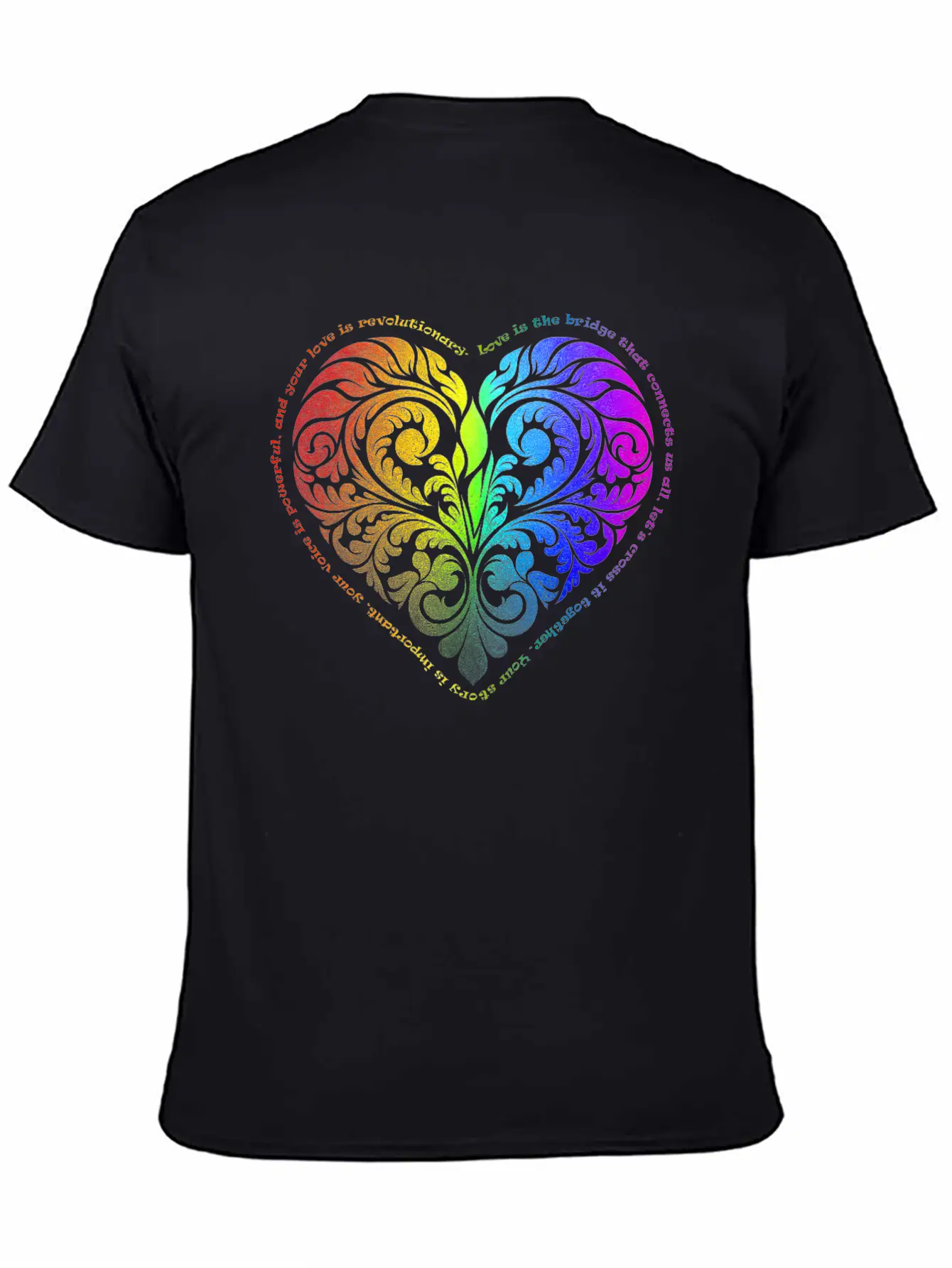 Love Is The Bridge... - Gradient Heart No.44 Unisex Short Sleeve Soft Cotton T-Shirt – Casual Everyday Wear
