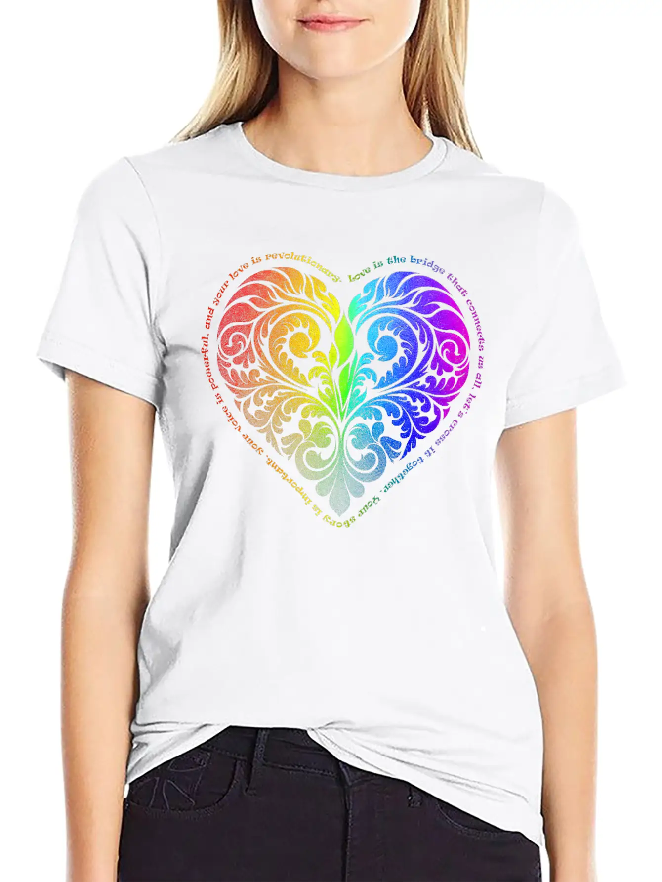 Love Is The Bridge... - Gradient Heart No.44 Unisex Short Sleeve Soft Cotton T-Shirt – Casual Everyday Wear