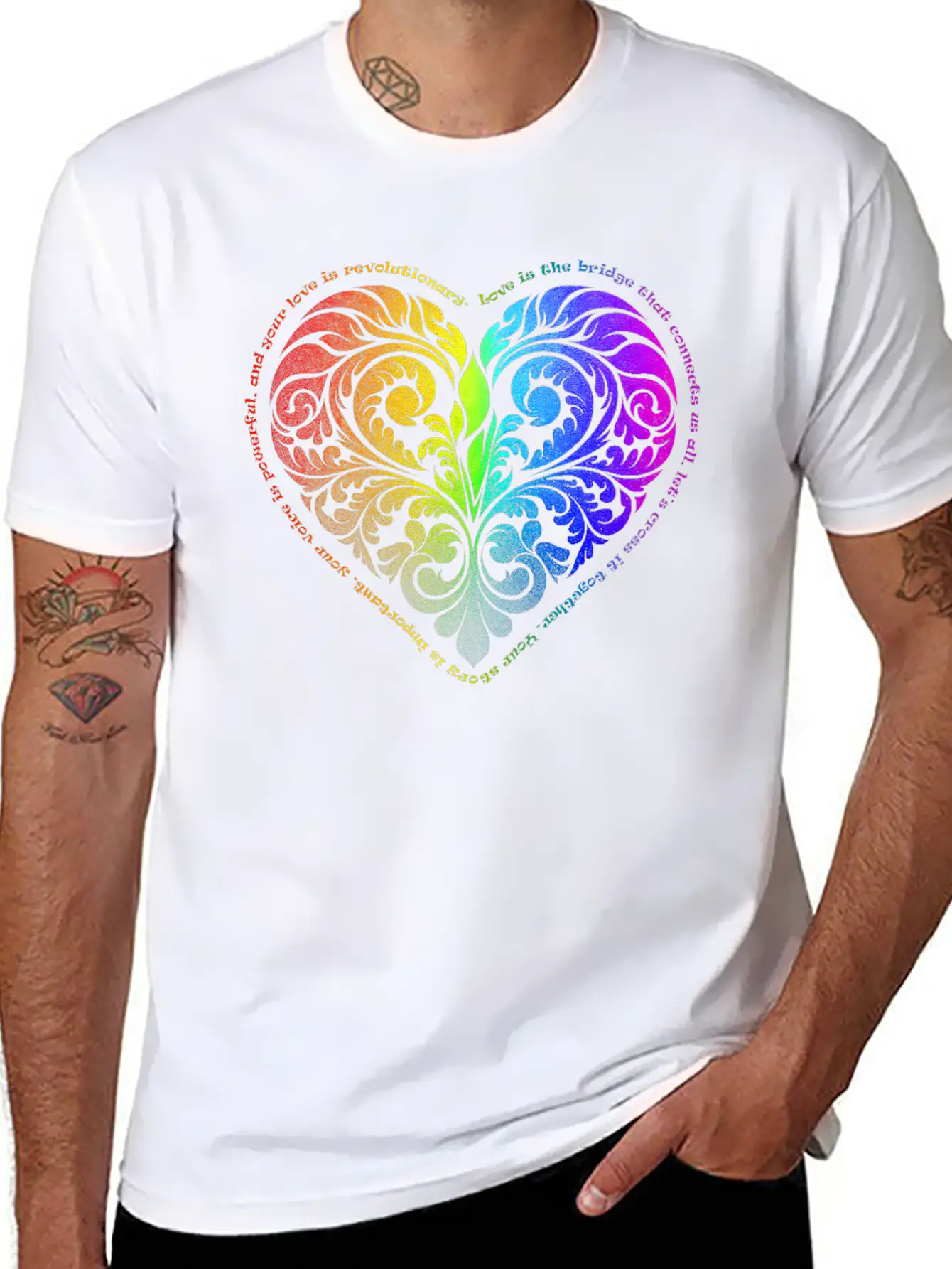 Love Is The Bridge... - Gradient Heart No.44 Unisex Short Sleeve Soft Cotton T-Shirt – Casual Everyday Wear