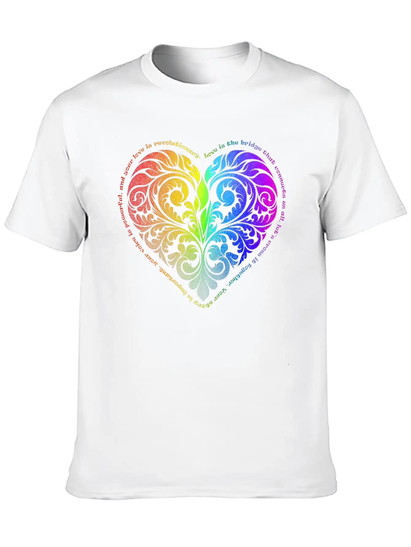 Love Is The Bridge... - Gradient Heart No.44 Unisex Short Sleeve Soft Cotton T-Shirt – Casual Everyday Wear