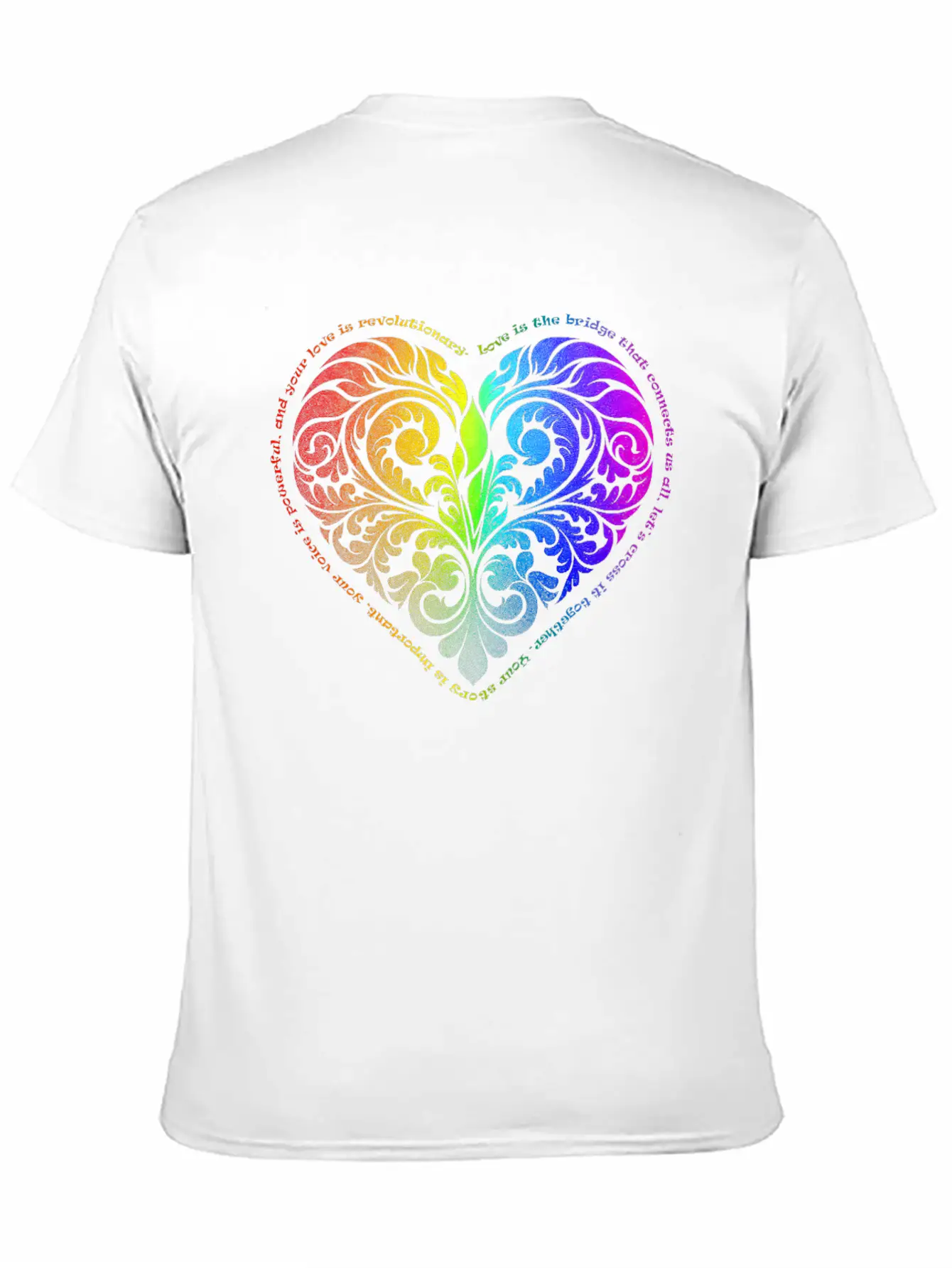 Love Is The Bridge... - Gradient Heart No.44 Unisex Short Sleeve Soft Cotton T-Shirt – Casual Everyday Wear