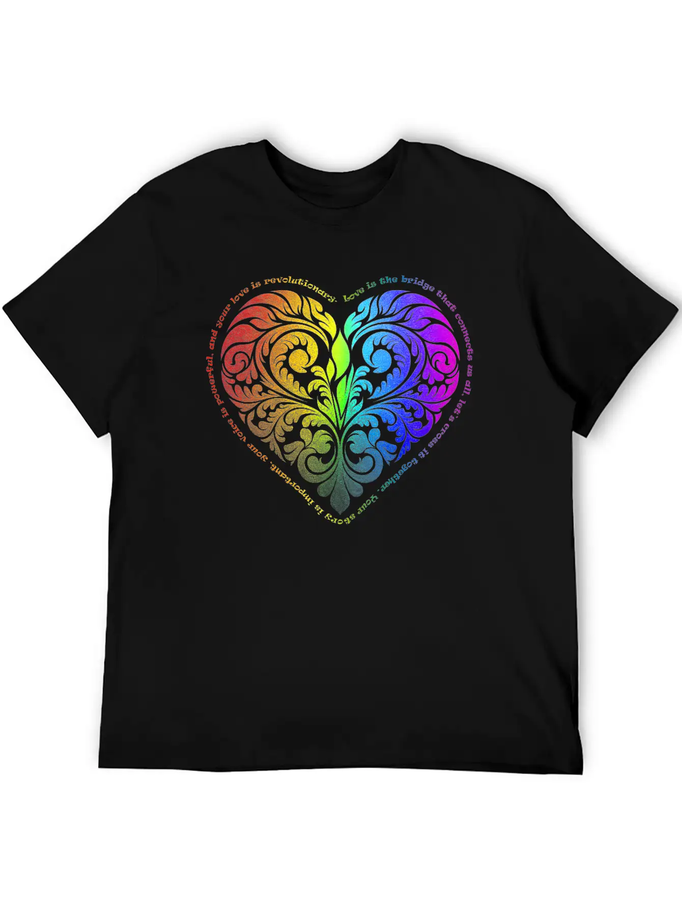 Love Is The Bridge... - Gradient Heart No.44 Unisex Short Sleeve Soft Cotton T-Shirt – Casual Everyday Wear