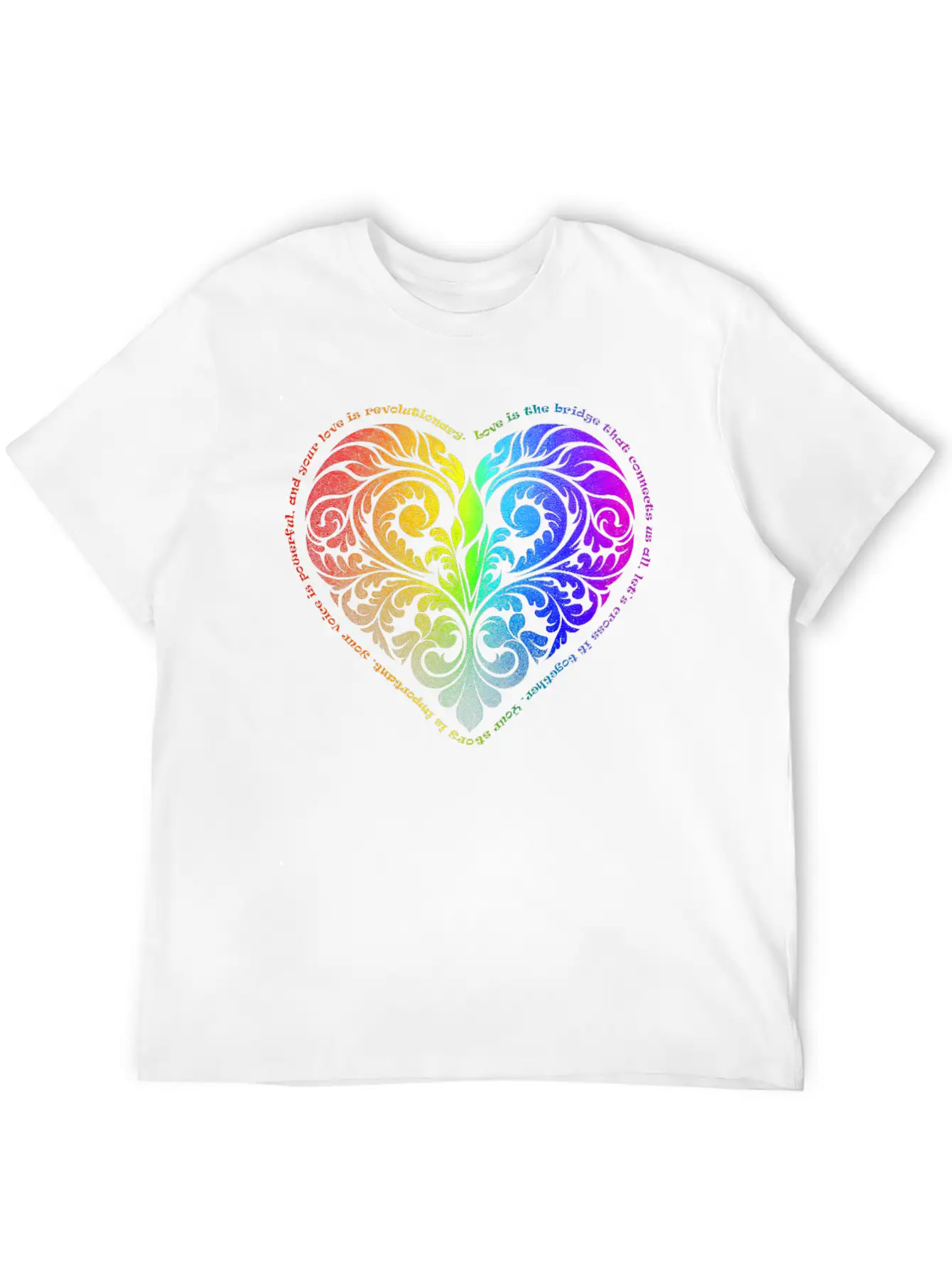Love Is The Bridge... - Gradient Heart No.44 Unisex Short Sleeve Soft Cotton T-Shirt – Casual Everyday Wear