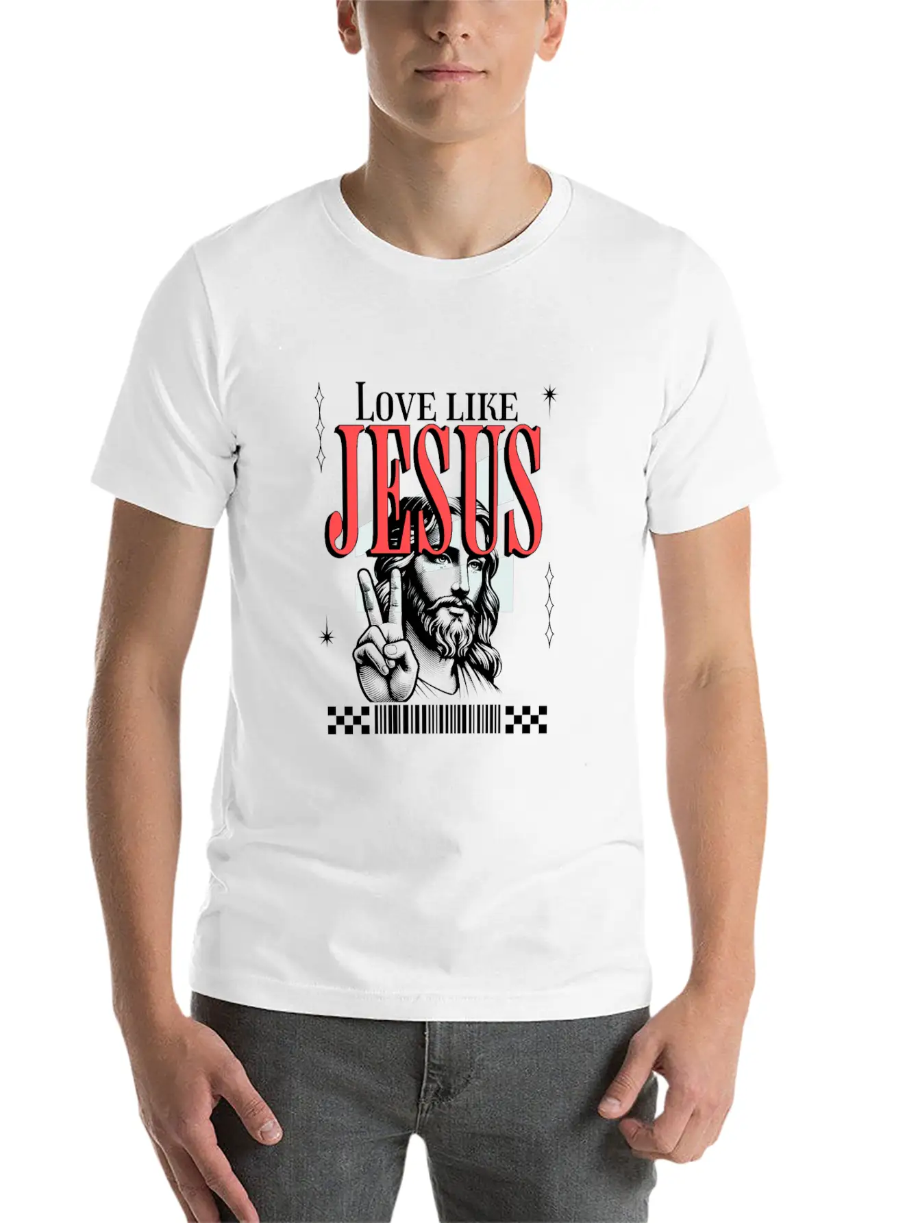 Love Like Jesus Streetwear Jesusgesicht Basic Graphic T-Shirt – Daily Comfort In Soft Cotton