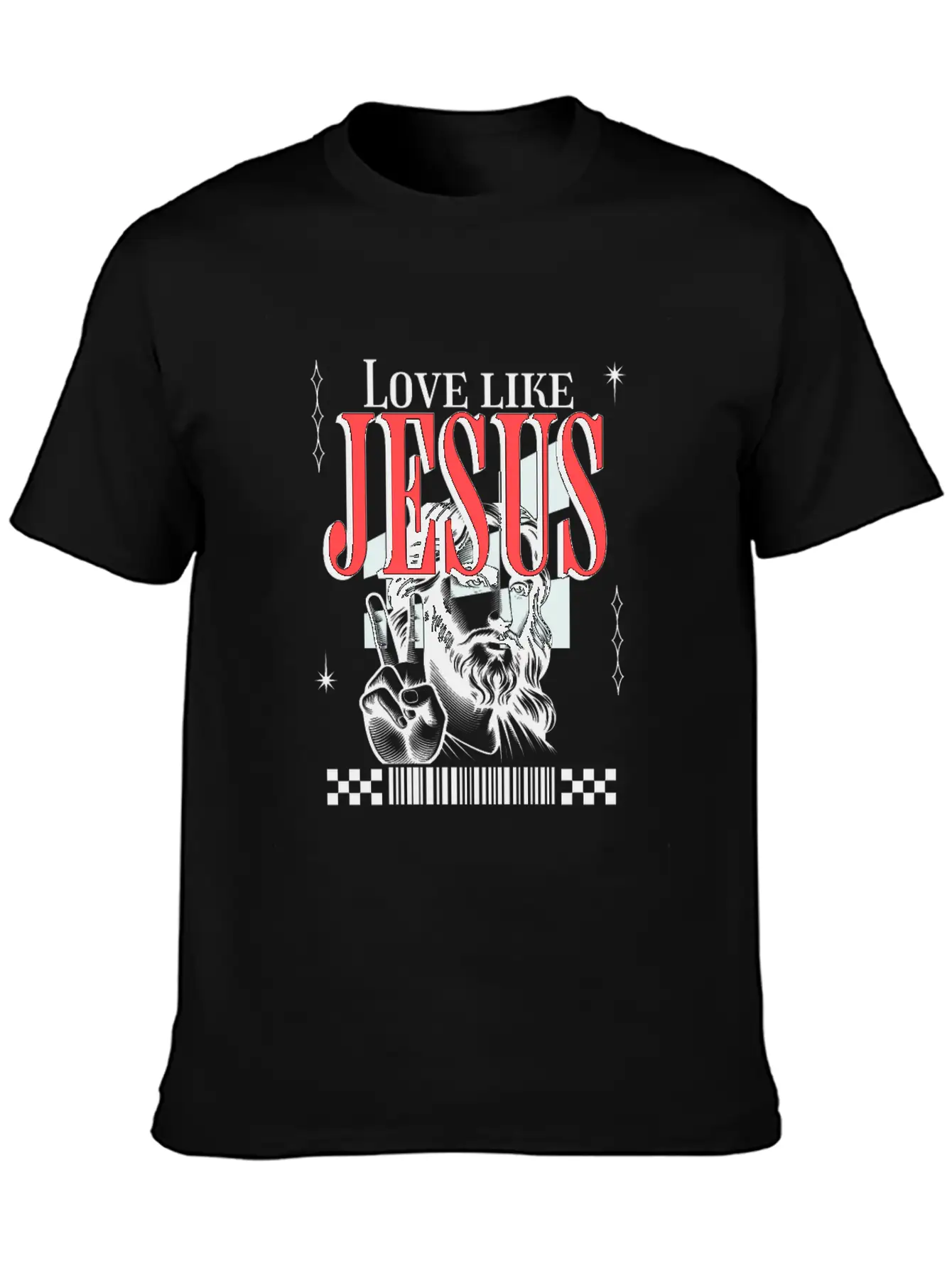 Love Like Jesus Streetwear Jesusgesicht Basic Graphic T-Shirt – Daily Comfort In Soft Cotton