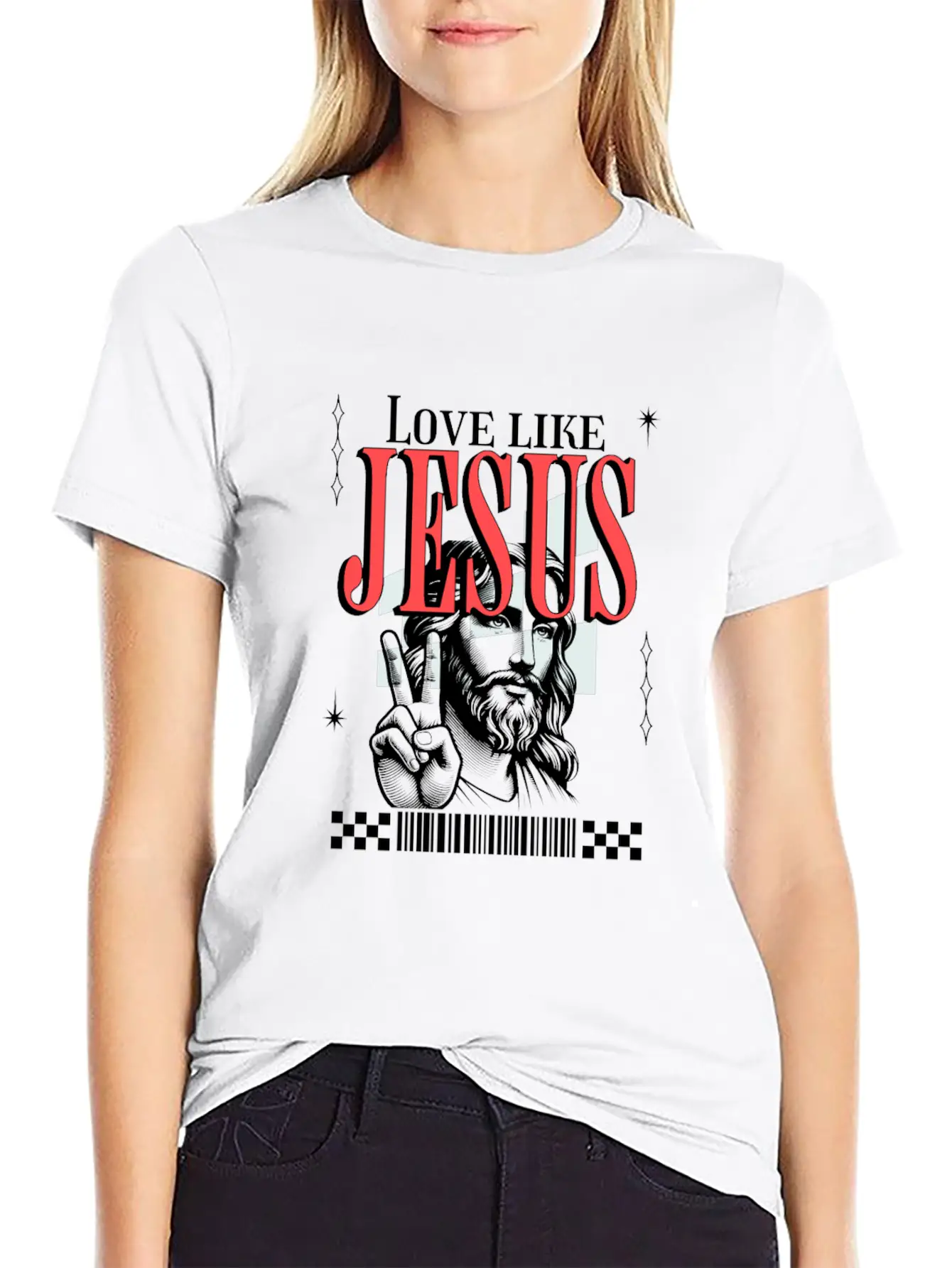 Love Like Jesus Streetwear Jesusgesicht Basic Graphic T-Shirt – Daily Comfort In Soft Cotton