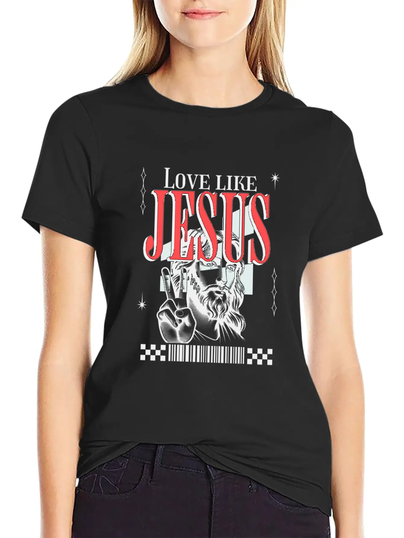 Love Like Jesus Streetwear Jesusgesicht Basic Graphic T-Shirt – Daily Comfort In Soft Cotton