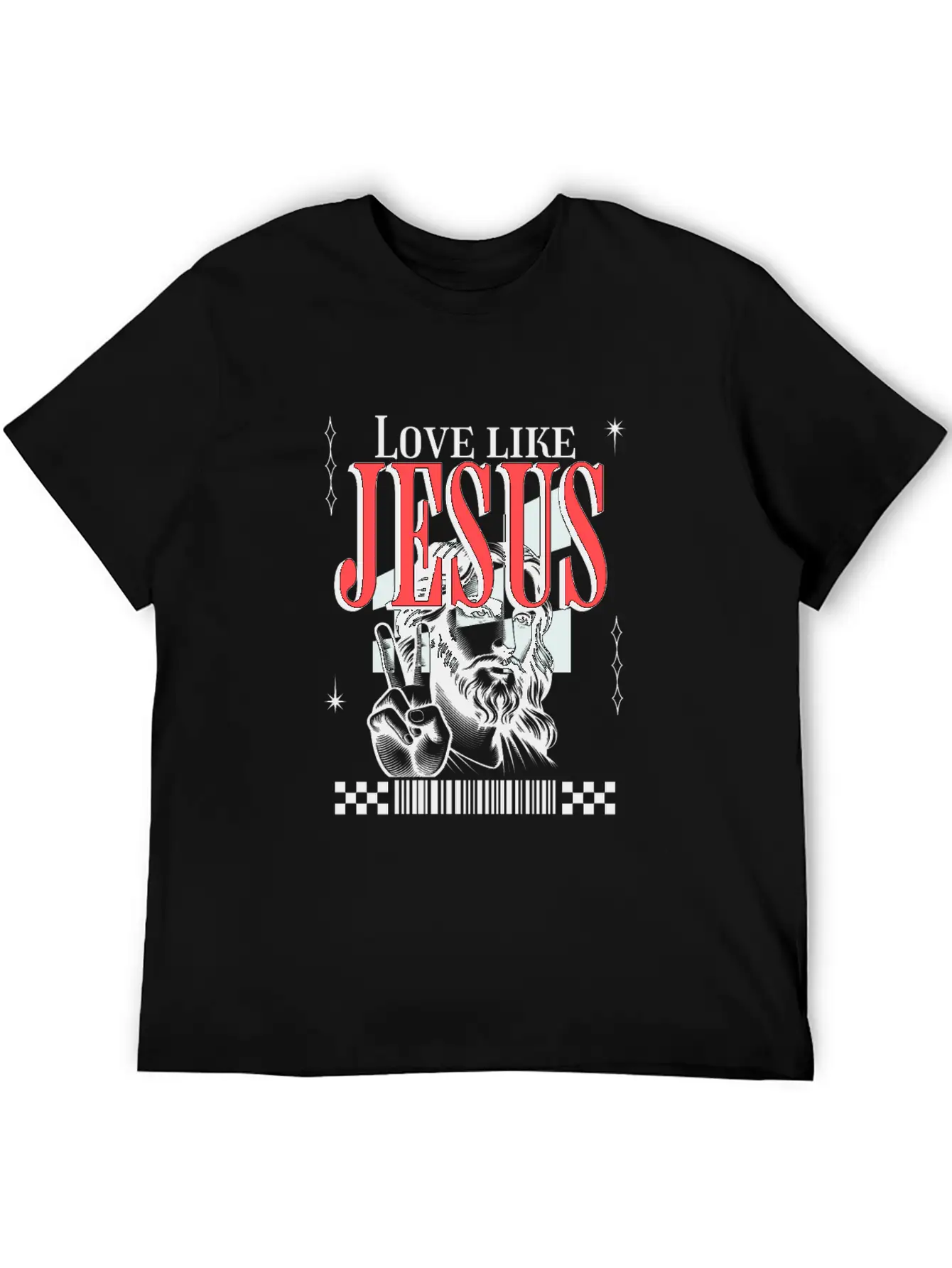 Love Like Jesus Streetwear Jesusgesicht Basic Graphic T-Shirt – Daily Comfort In Soft Cotton