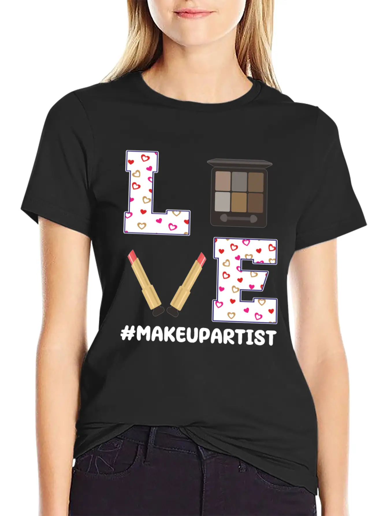 Love Makeup Artist Valentine's Day Stylish Everyday T-Shirt – Unisex Basic Cotton Tee