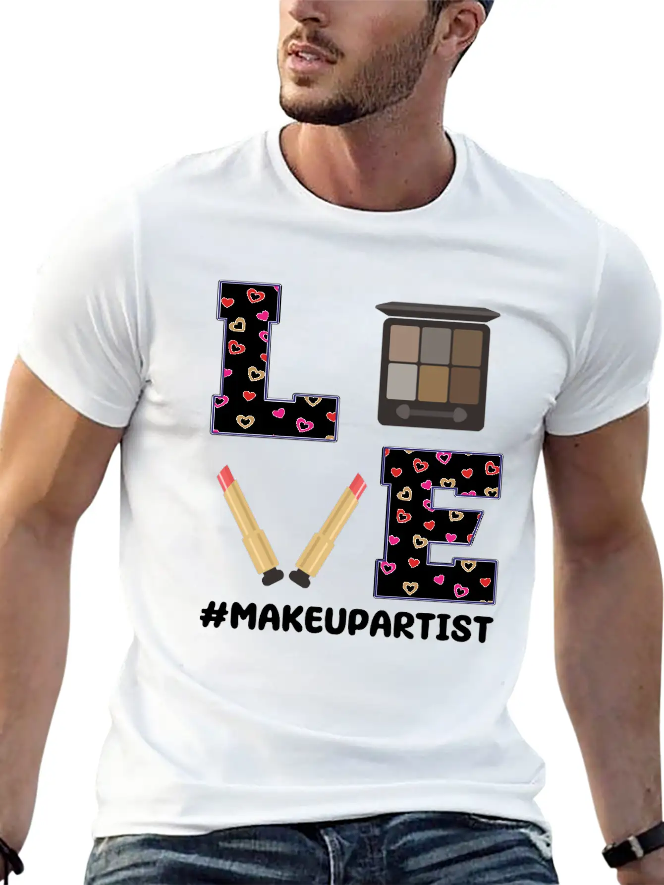 Love Makeup Artist Valentine's Day Stylish Everyday T-Shirt – Unisex Basic Cotton Tee