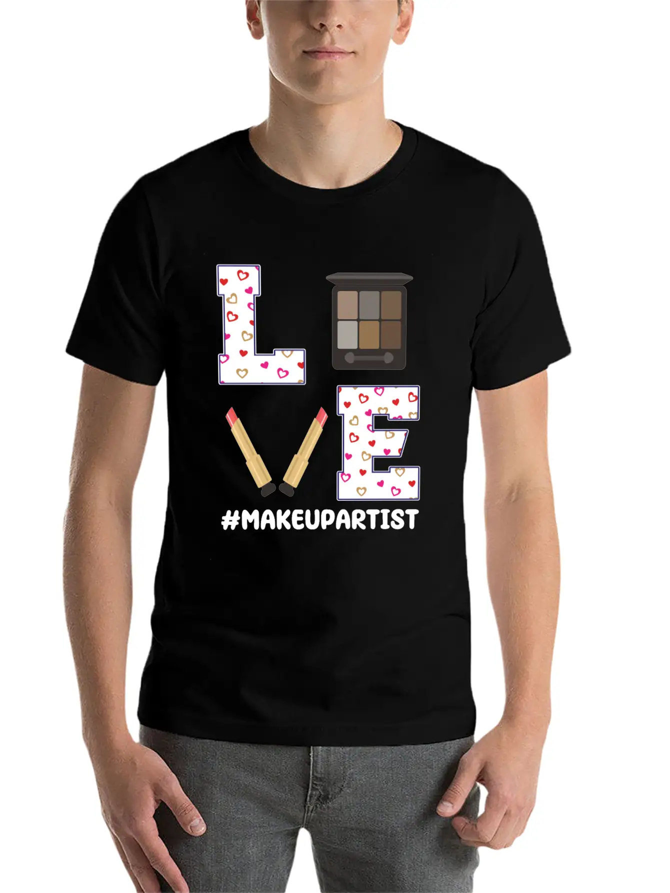 Love Makeup Artist Valentine's Day Stylish Everyday T-Shirt – Unisex Basic Cotton Tee