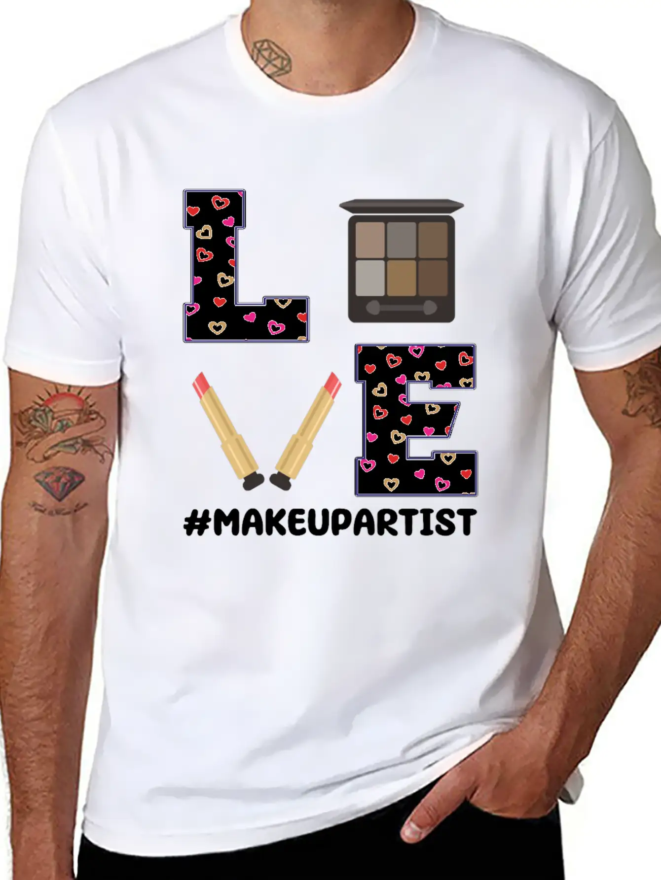 Love Makeup Artist Valentine's Day Stylish Everyday T-Shirt – Unisex Basic Cotton Tee