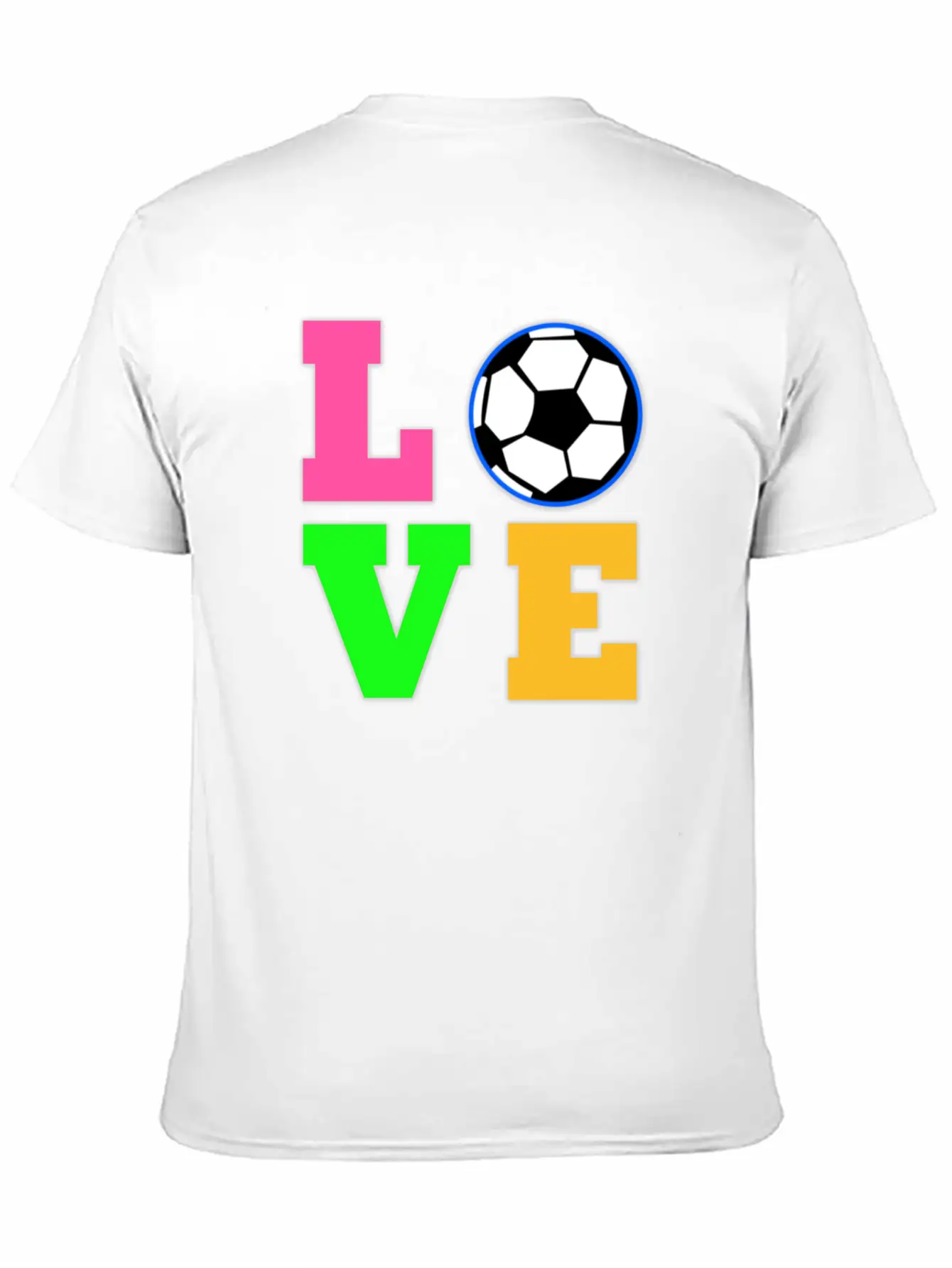 Love Soccer Neon Rhinestuds Unisex Short Sleeve Soft Cotton T-Shirt – Casual Everyday Wear