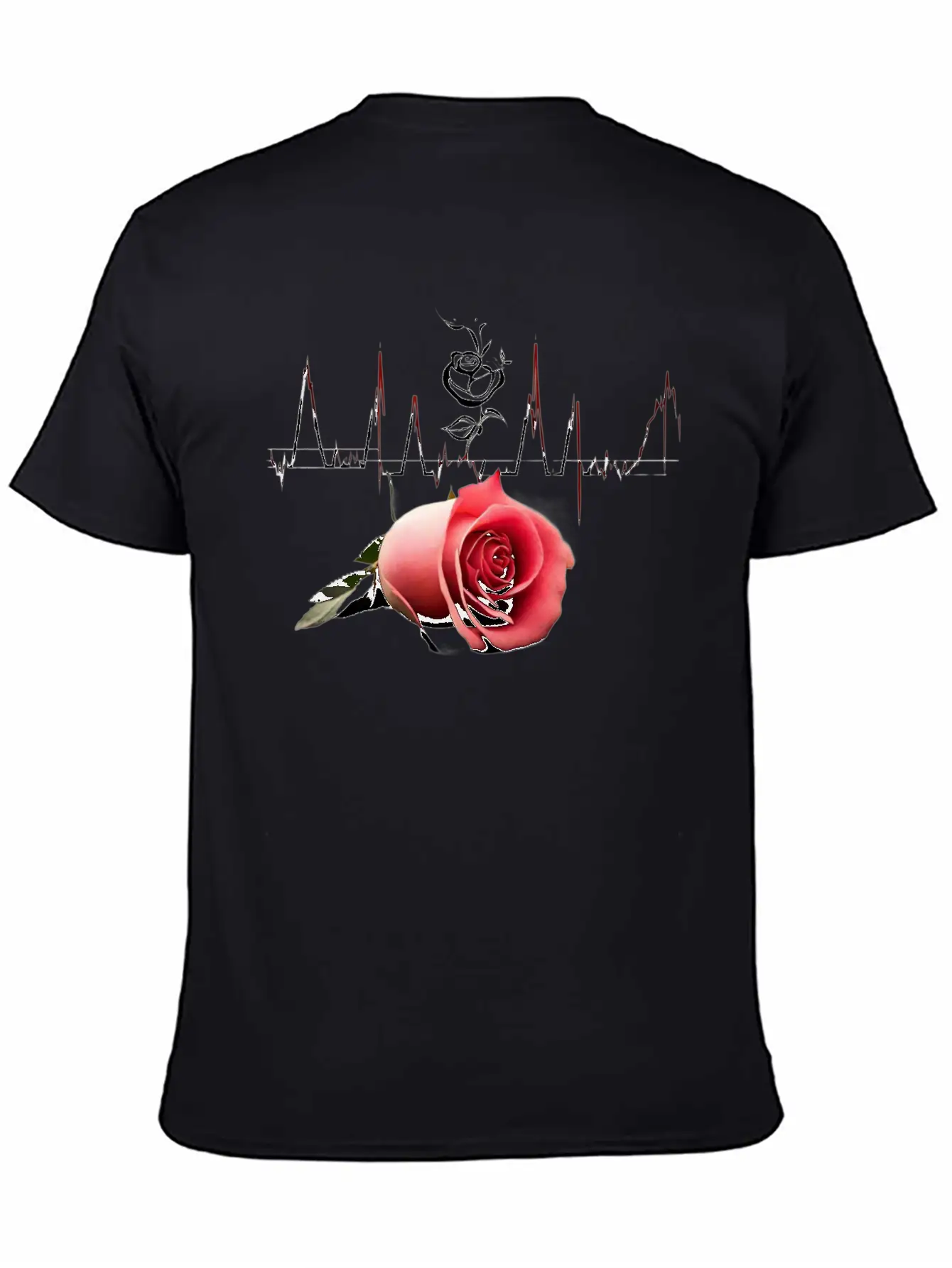 "Love's Pulse: The Rose Heartbeat" Unisex Short Sleeve Soft Cotton T-Shirt – Casual Everyday Wear