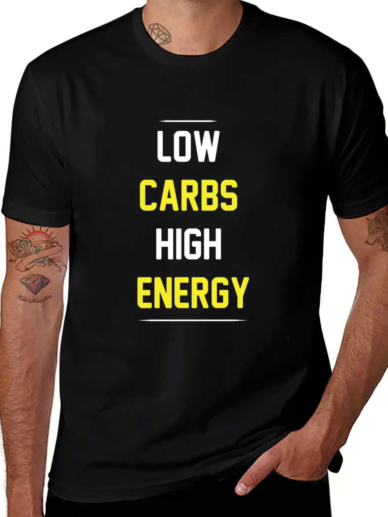 Low Carbs High Energy Funny Keto T-shirt Basic Graphic T-Shirt – Daily Comfort In Soft Cotton
