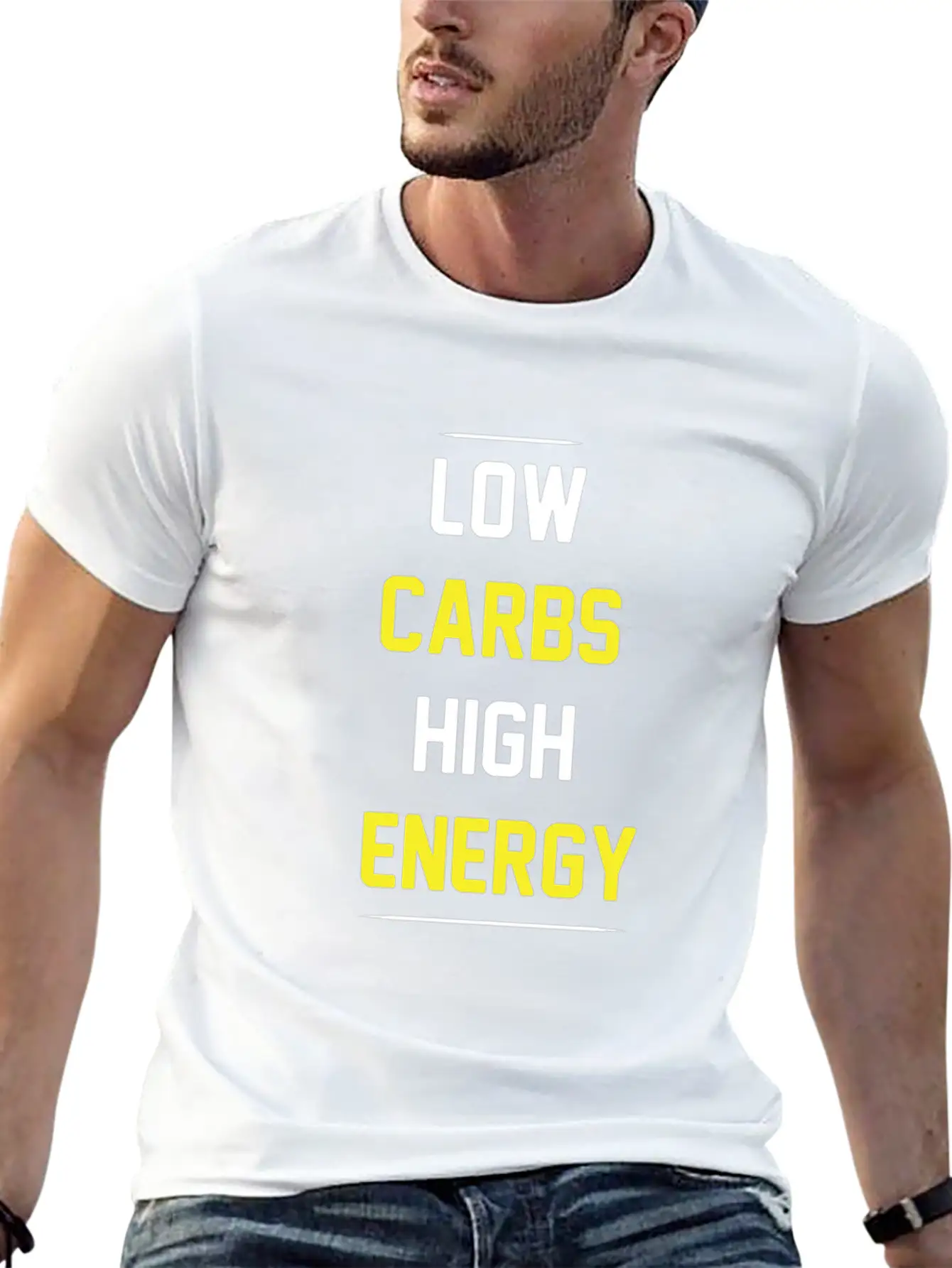 Low Carbs High Energy Funny Keto T-shirt Basic Graphic T-Shirt – Daily Comfort In Soft Cotton