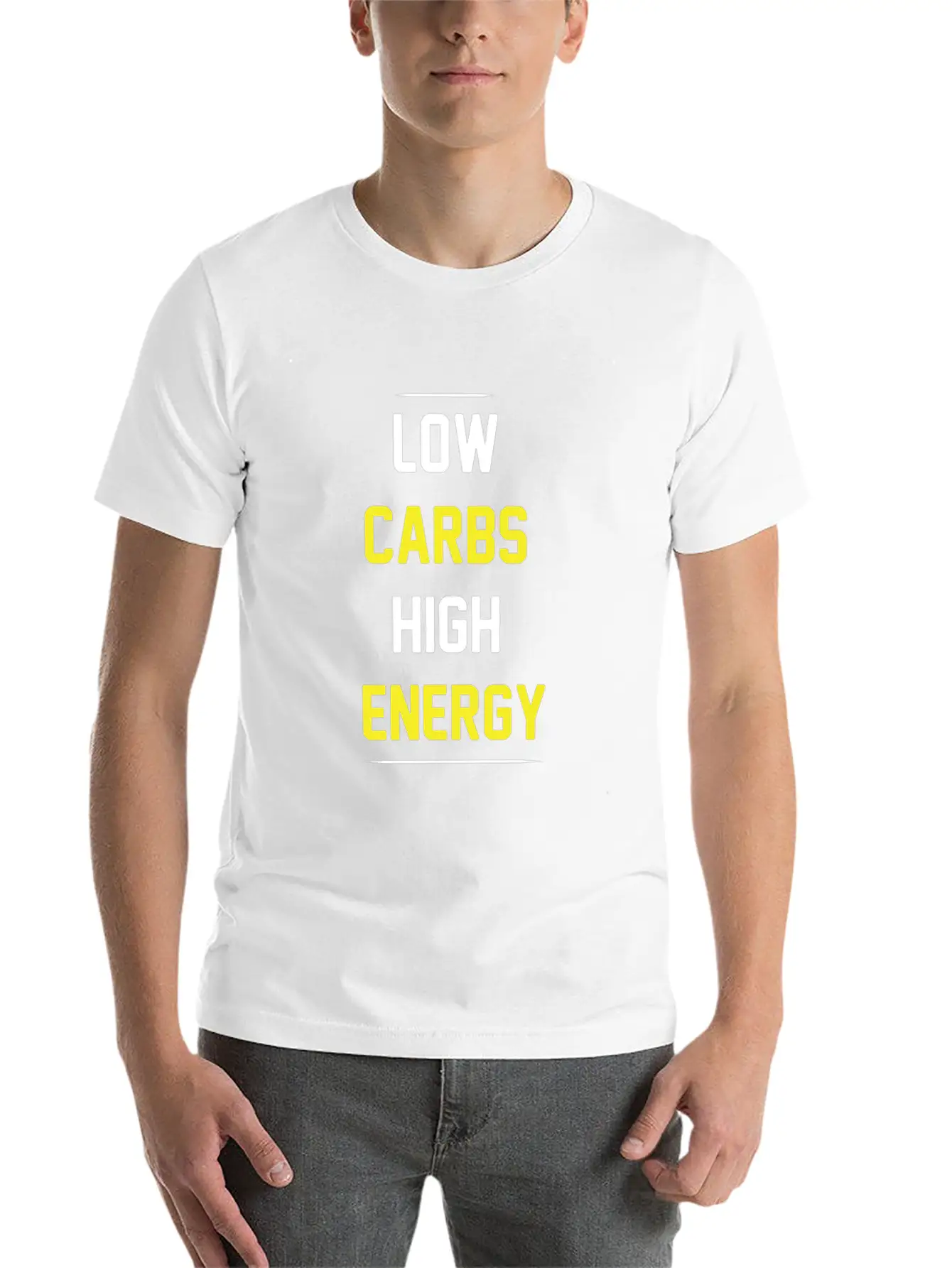 Low Carbs High Energy Funny Keto T-shirt Basic Graphic T-Shirt – Daily Comfort In Soft Cotton