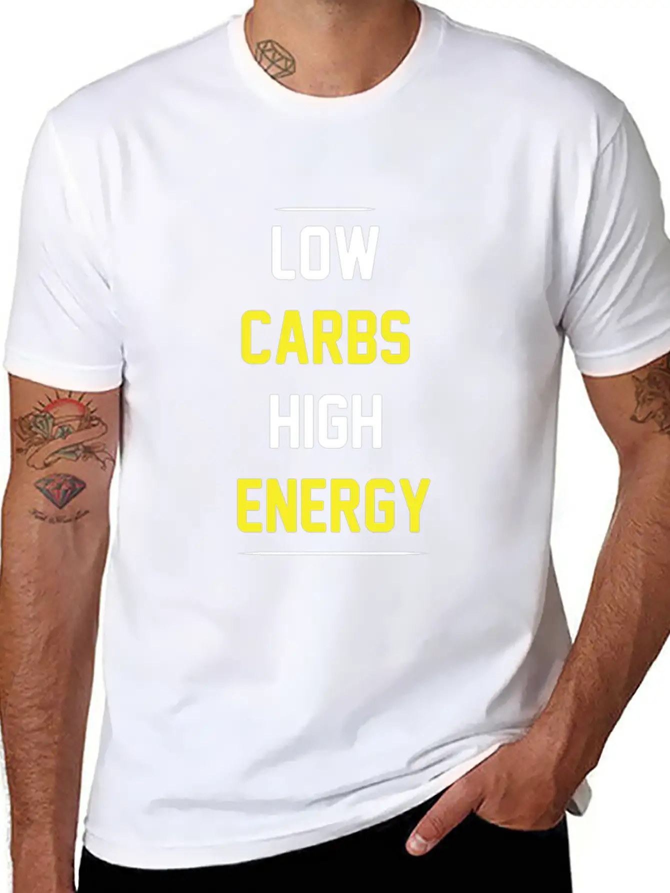 Low Carbs High Energy Funny Keto T-shirt Basic Graphic T-Shirt – Daily Comfort In Soft Cotton