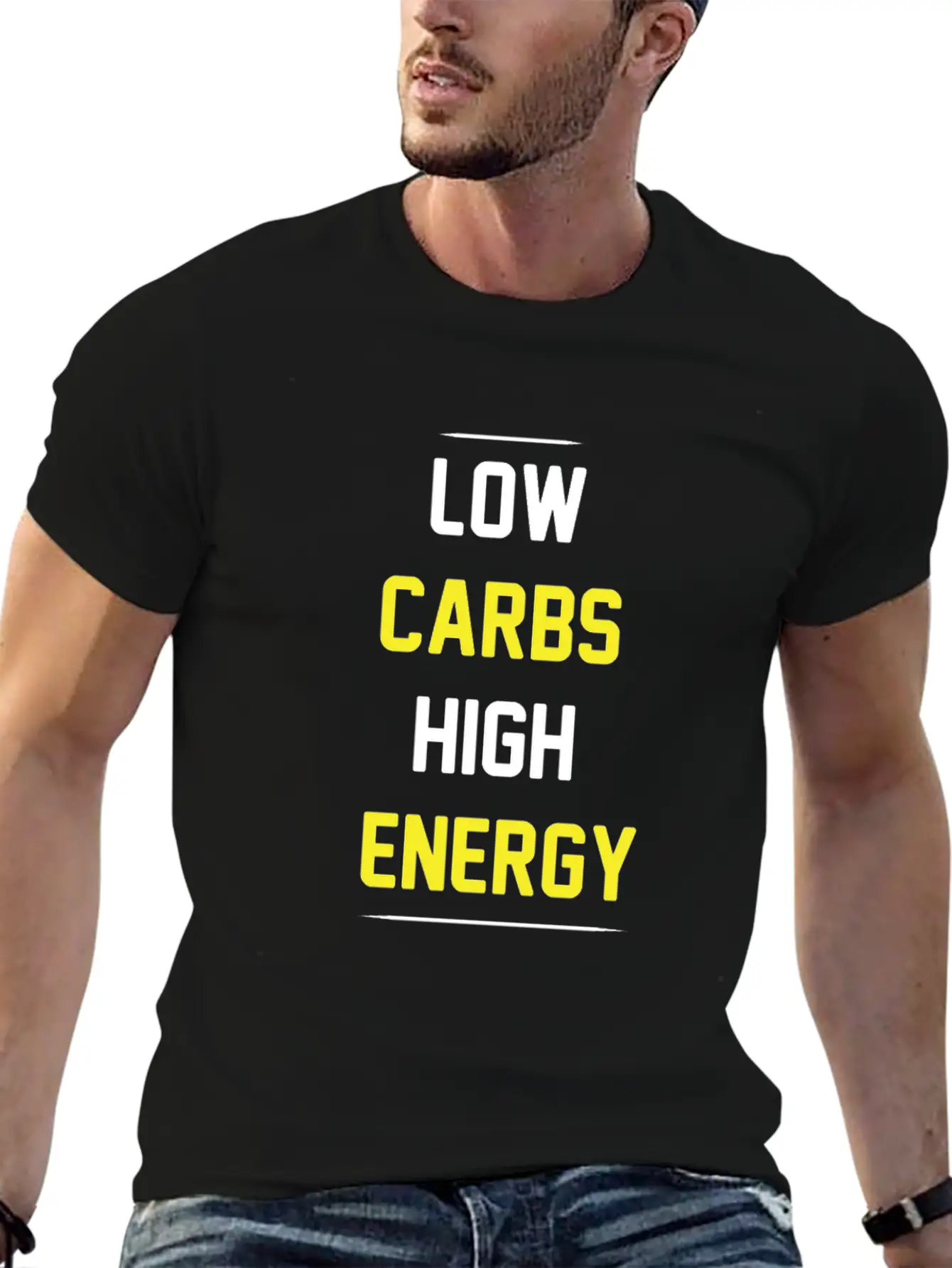Low Carbs High Energy Funny Keto T-shirt Basic Graphic T-Shirt – Daily Comfort In Soft Cotton