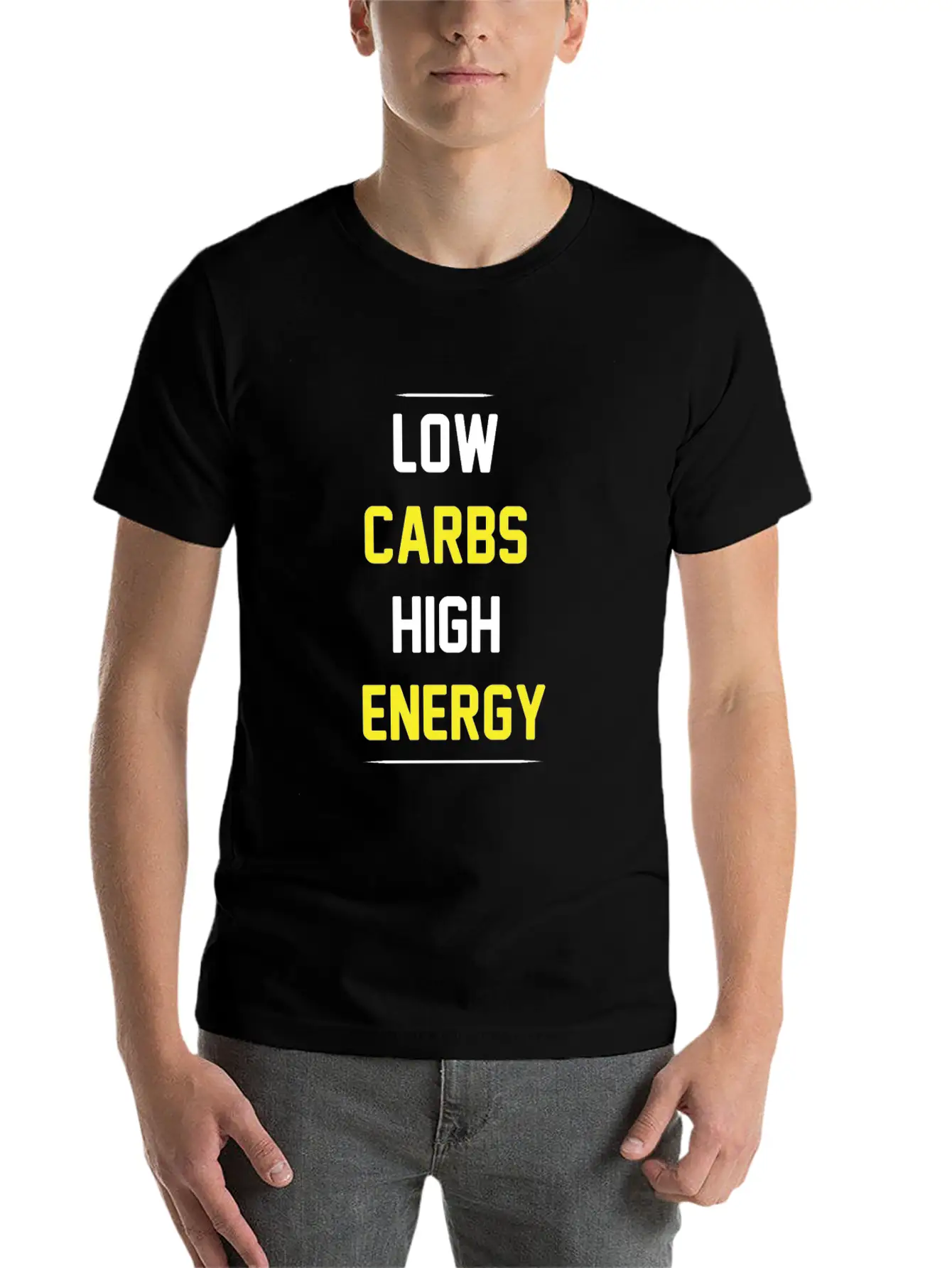 Low Carbs High Energy Funny Keto T-shirt Basic Graphic T-Shirt – Daily Comfort In Soft Cotton