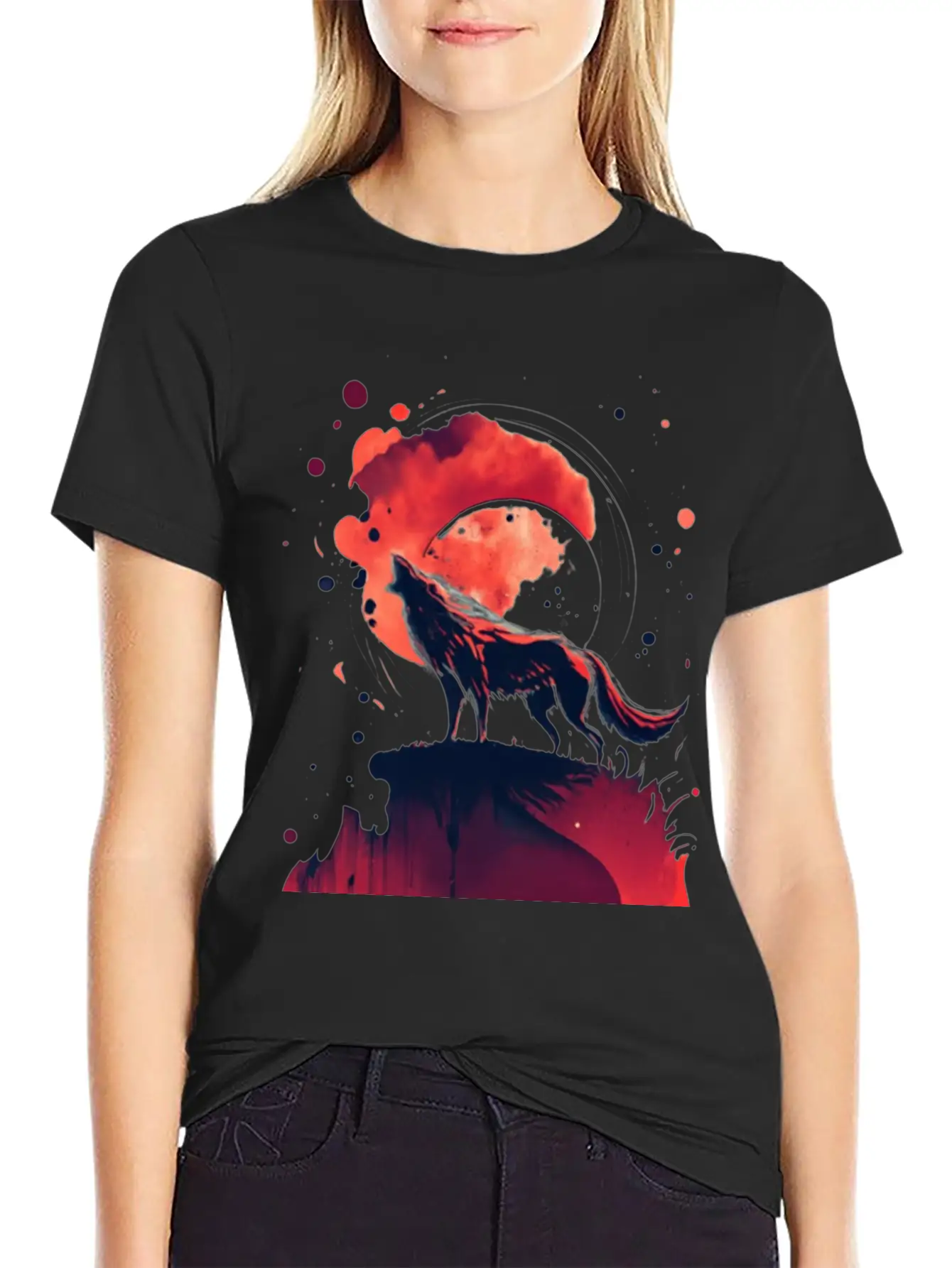 Luna Wolf Silhouette Timeless Short Sleeve Tee – Comfy And Minimalist Design