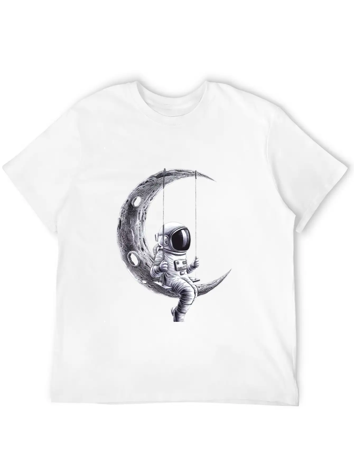 Lunar Swing Astronaut Relaxing In Space Unisex Short Sleeve Soft Cotton T-Shirt – Casual Everyday Wear